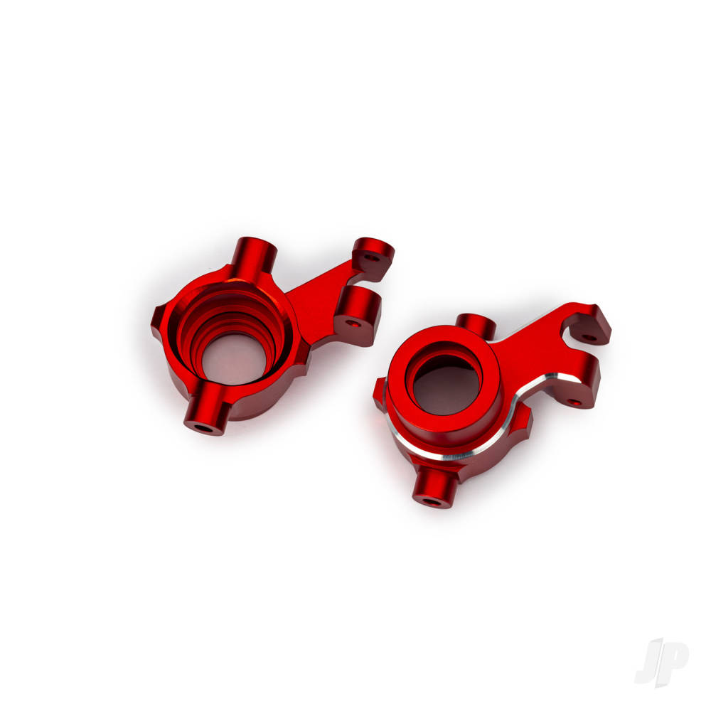 Traxxas Steering blocks, 6061-T6 aluminium (red-anodised), left & right, 3x18mm BCS (with threadlock) (2)