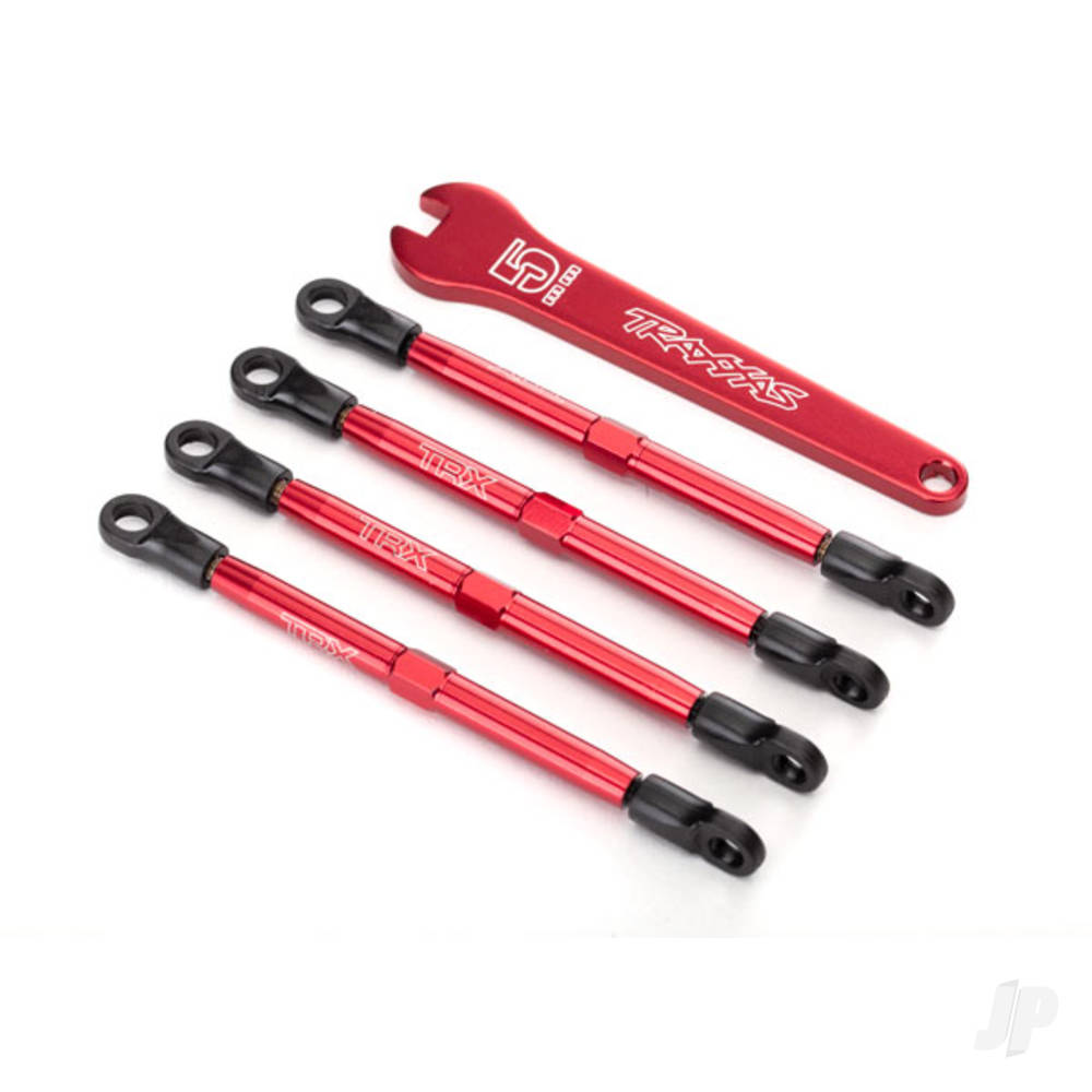 Traxxas Toe links, aluminium (Red-anodised) (4 pcs) (assembled with rod ends and threaded inserts)