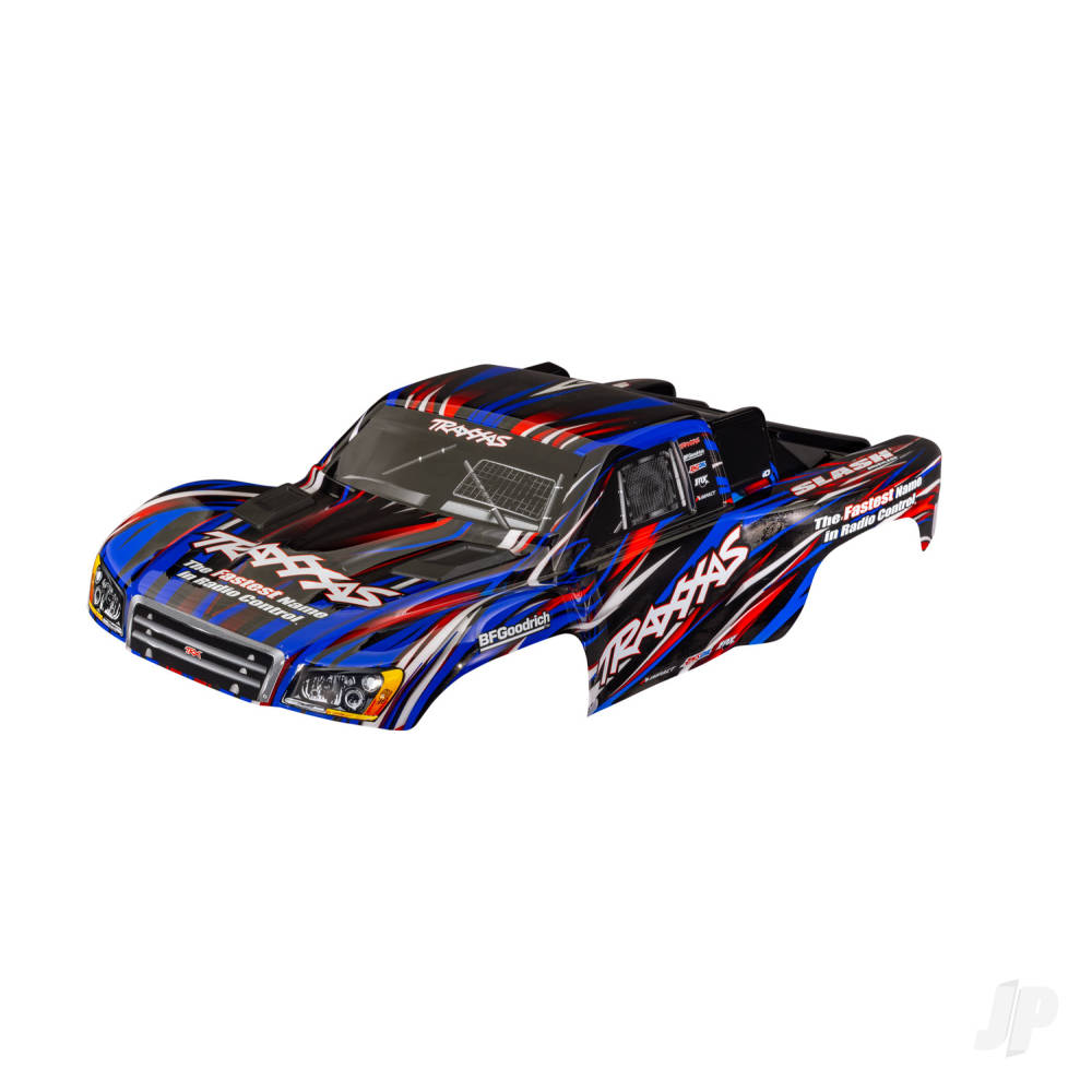 Traxxas Body, Slash 4X4 (also fits Slash VXL & Slash 2WD), Blue (painted, decals applied) (assembled with front & rear latches for clipless mounting)