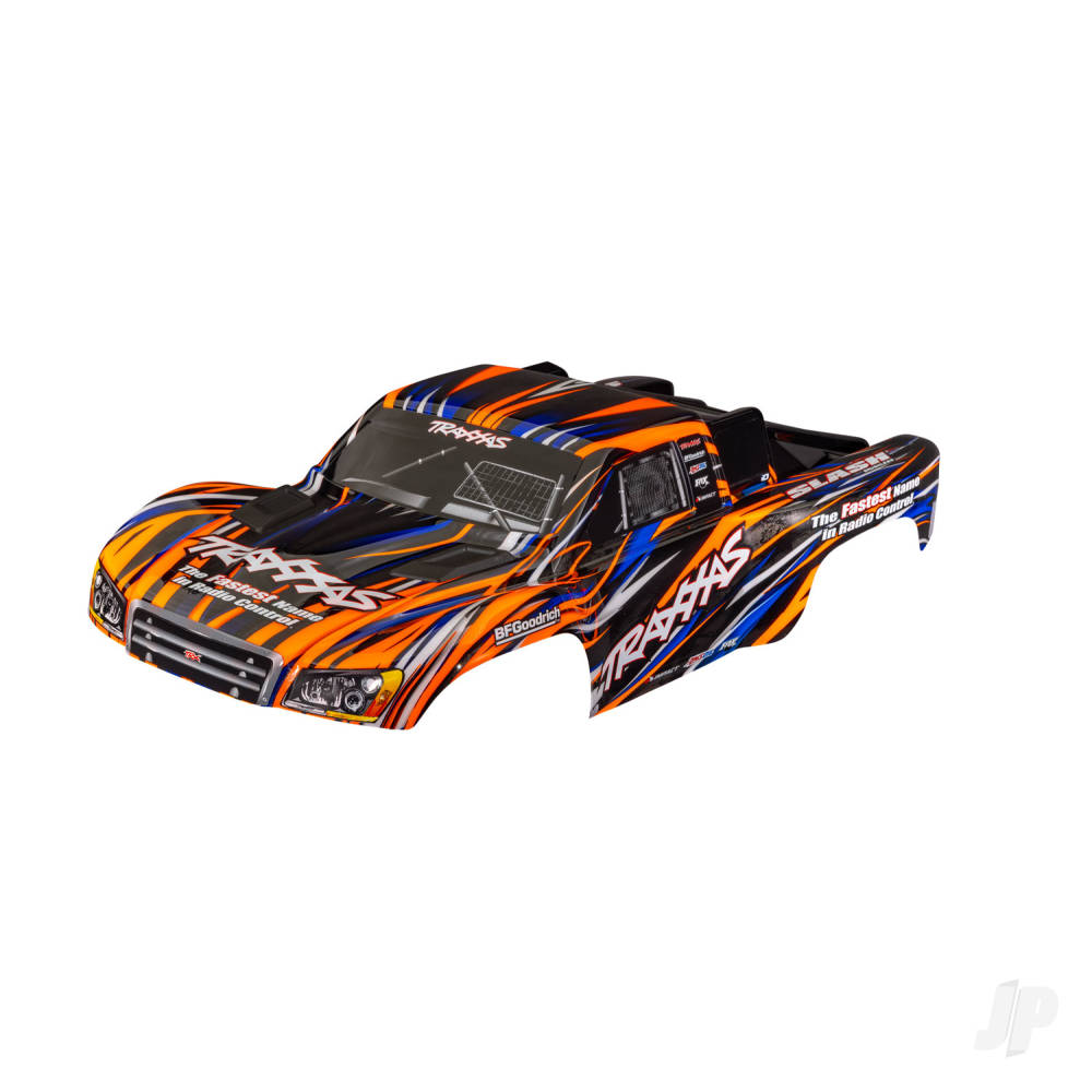 Traxxas Body, Slash 4X4 (also fits Slash VXL & Slash 2WD), Orange (painted, decals applied) (assembled with front & rear latches for clipless mounting)