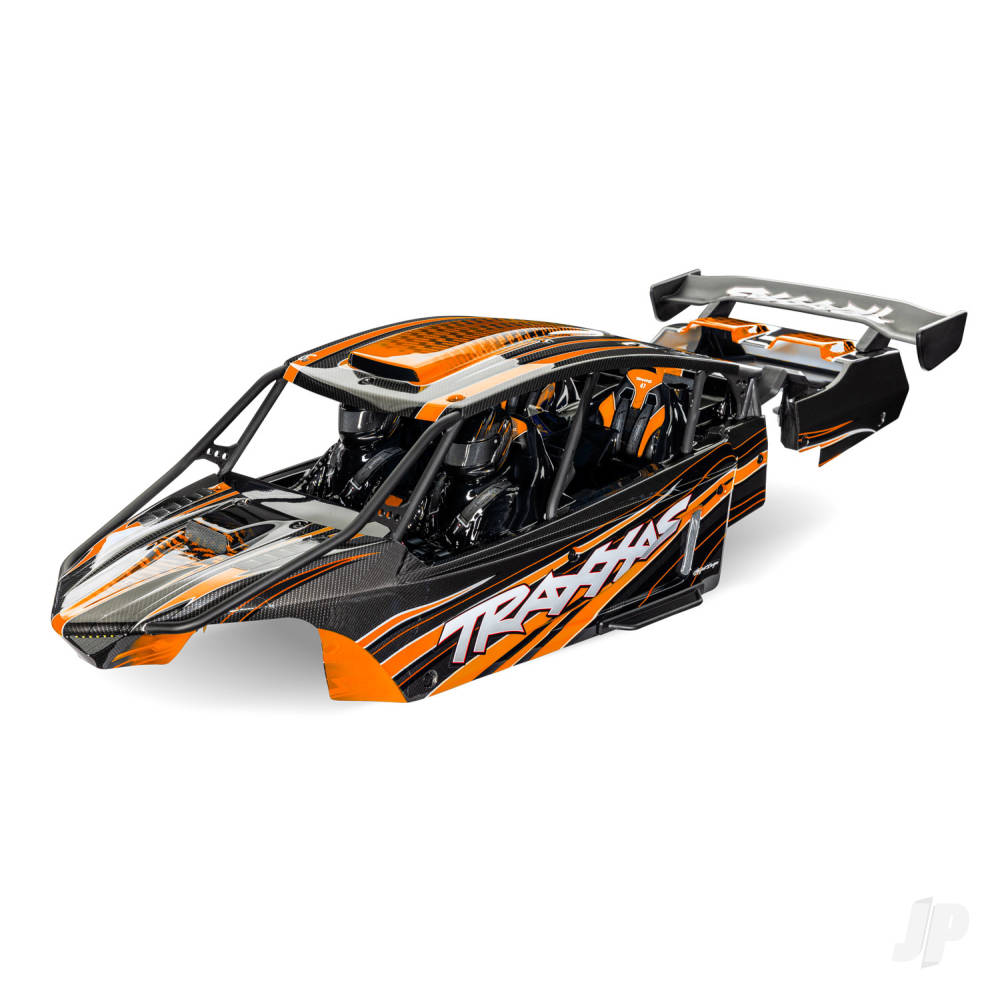 Traxxas Body, Funco Pro Scale Sand Car, orange (painted, decals applied) (assembled with front & rear body supports for clipless mounting, roll cage & interior)