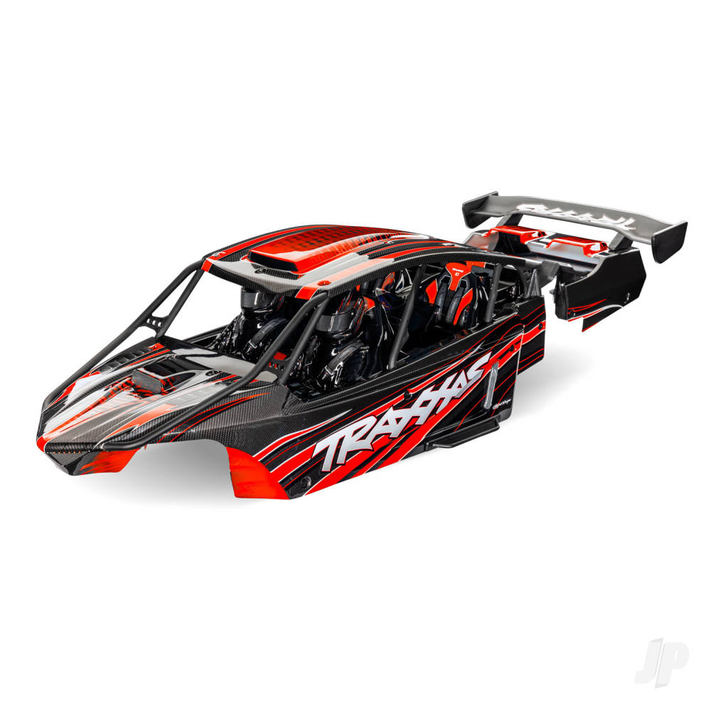 Traxxas Body, Funco Pro Scale Sand Car, red (painted, decals applied) (assembled with front & rear body supports for clipless mounting, roll cage & interior)
