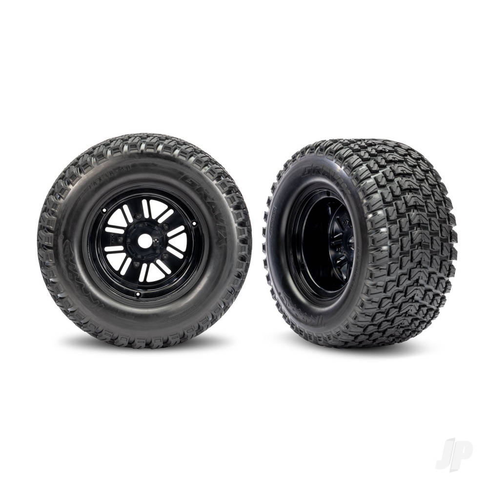 traxxas-wheels-tyres-assembled-glued-pro-scale-sand-car-race-black-wheels-gravix-tyres-foam-inserts-rear-1-left-1-right