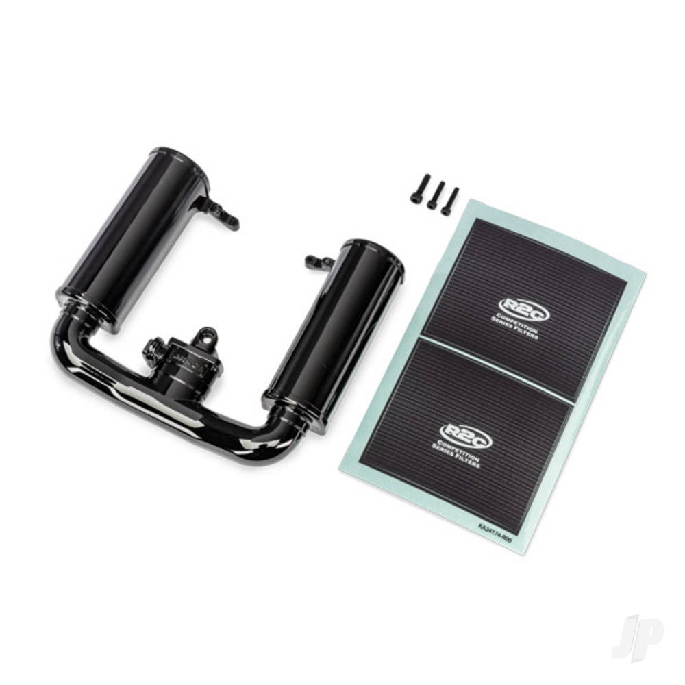 Traxxas Engine intake, black/ 3x12mm CS (1)/ 2.5x12mm CS (2)