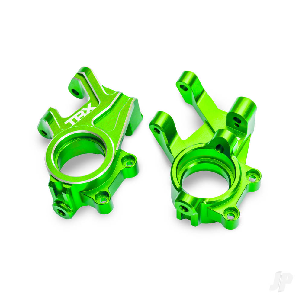 Traxxas Steering blocks, 6061-T6 aluminium (green-anodised) (left & right), 3x8mm BCS (with threadlock) (2), 4x35mm BCS (with threadlock) (2)