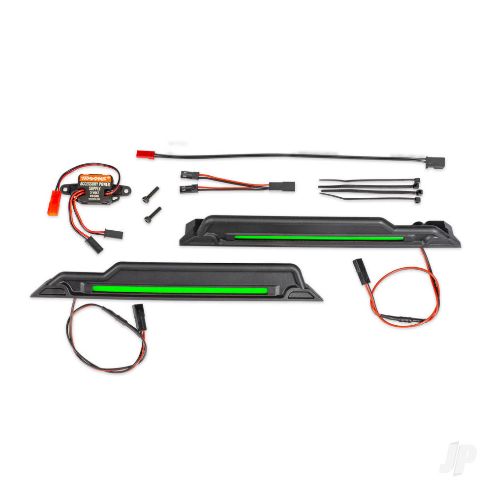 Traxxas LED light kit, green, complete (underbody) (includes 3-volt accessory power supply, power harnesses & mounting hardware)