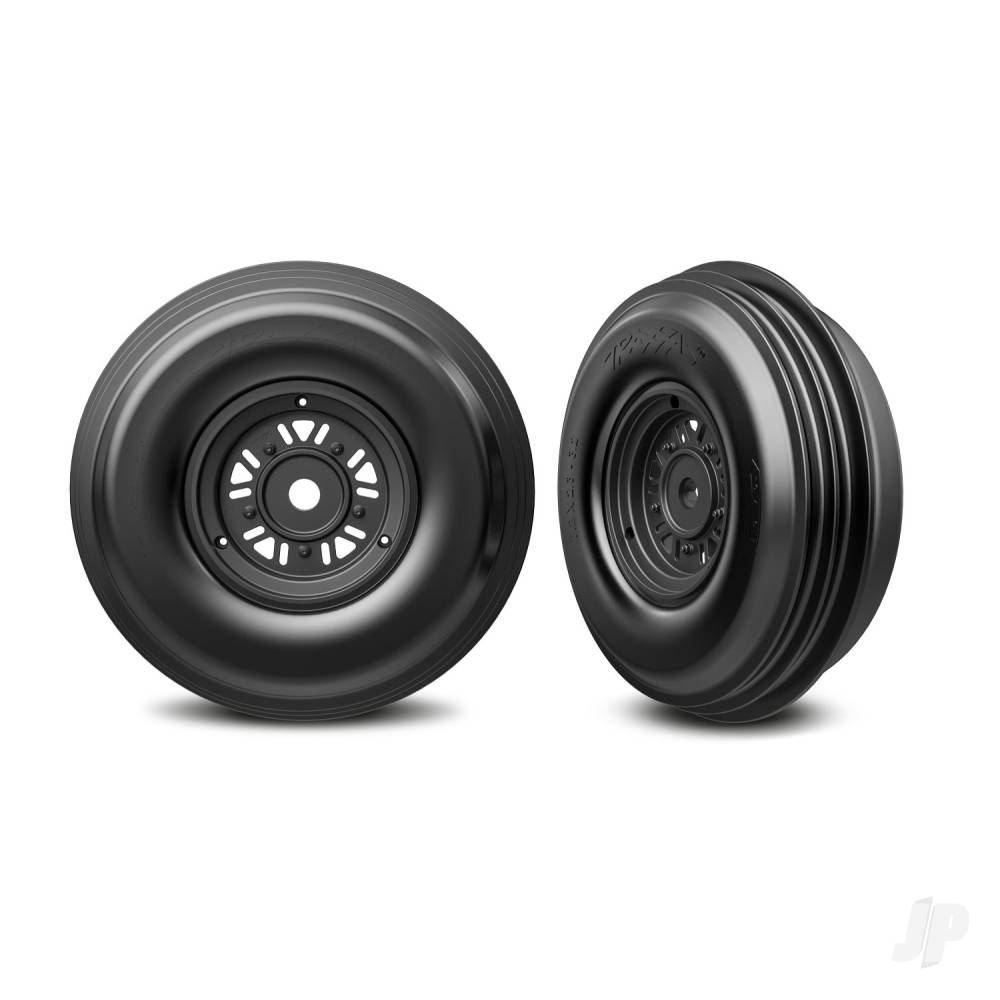 Traxxas Wheels & Tyres, Assembled, Glued (Pro Scale Sand Car black wheels, ribbed tires, dual profile (3.2
