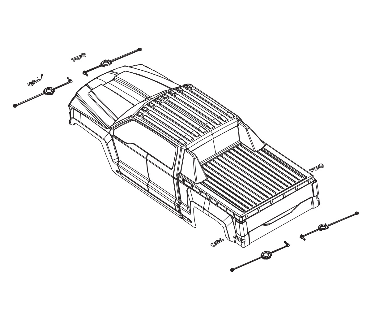 PD Racing Black Colour Truck Body with Sticker Sheet for PD860T / PD860R
