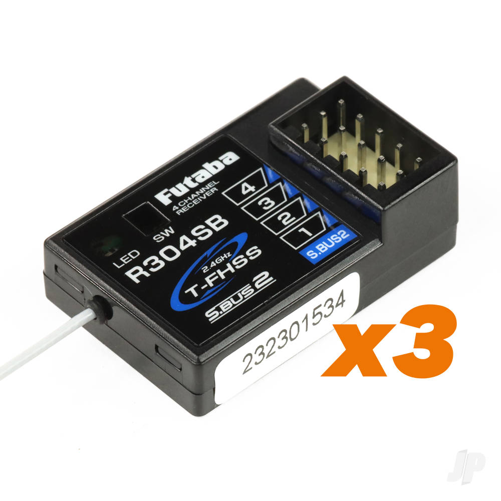 Futaba T4PM Plus 4-Channel Surface Radio with 3x R304SB Rx-7