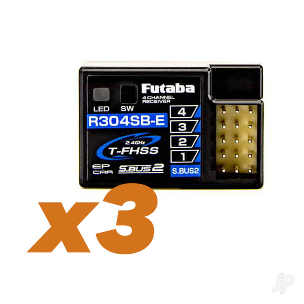 Futaba T4PM Plus 4-Channel Surface Radio with 3x R304SB-E Rx-7