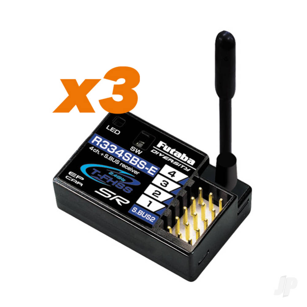 Futaba T4PM Plus 4-Channel Surface Radio with 3x R334SBS-E Rx-7