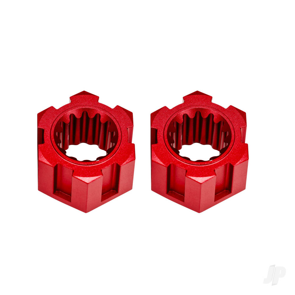 Traxxas Wheel hubs, hex, front (6061-T6 aluminium, red-anodised) (2)