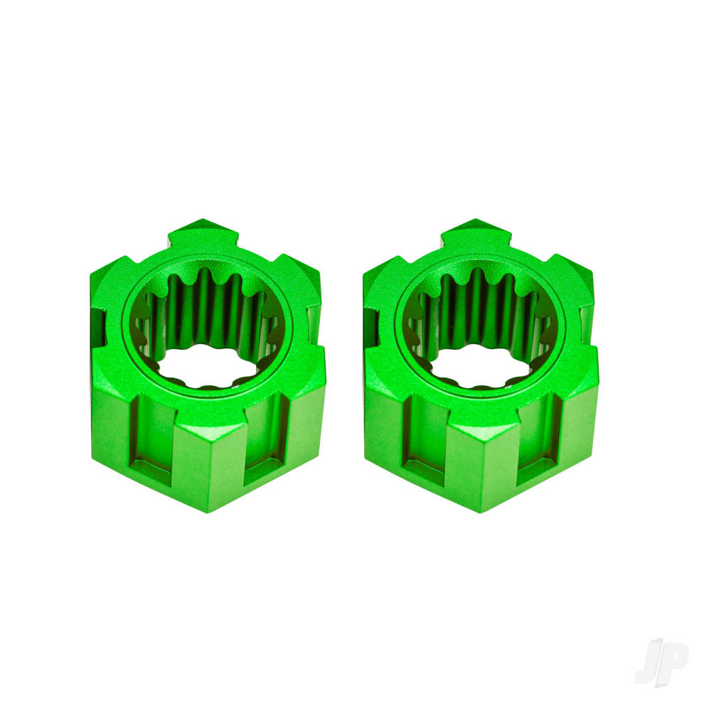 Traxxas Wheel hubs, hex, front (6061-T6 aluminium, green-anodised) (2)
