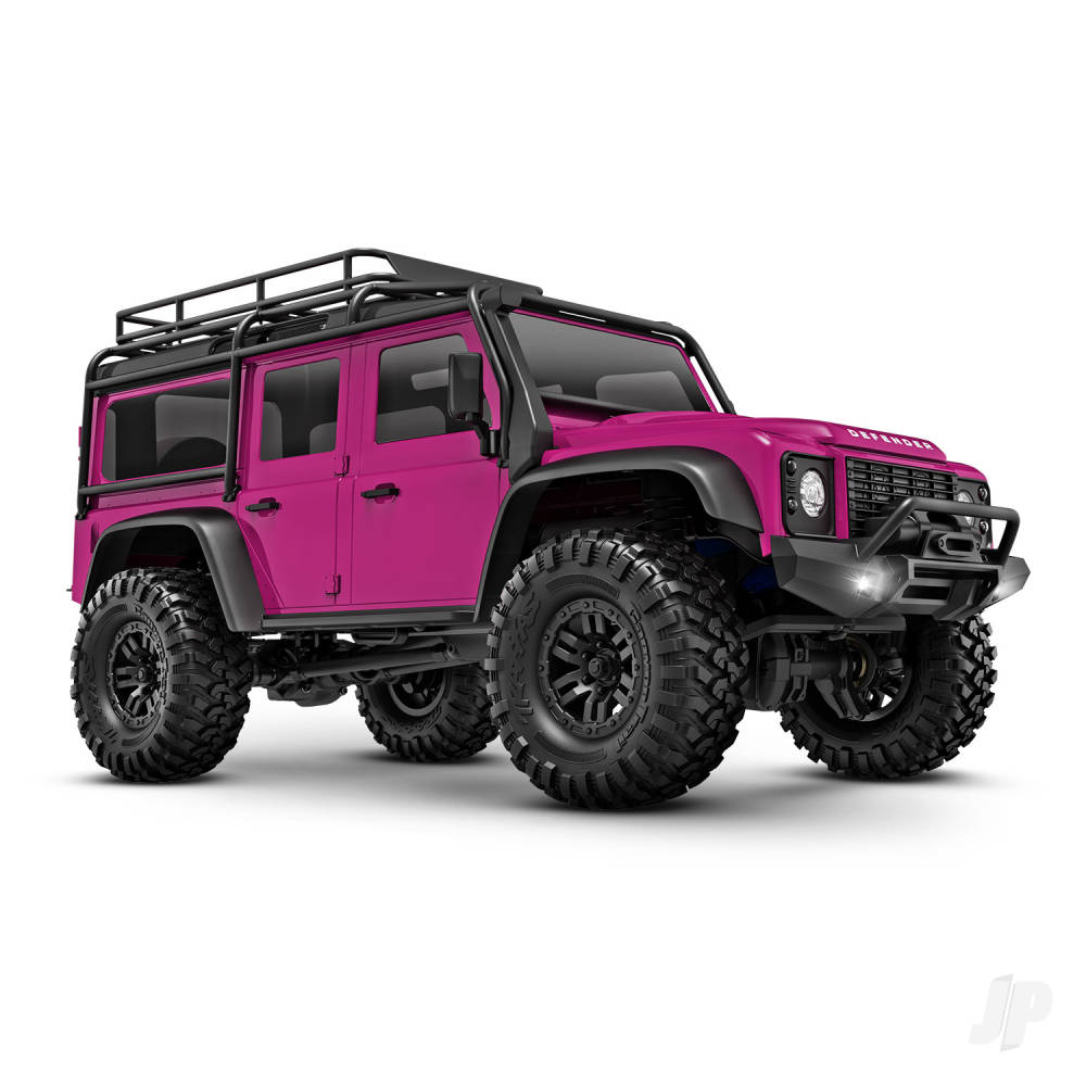 traxxas-trx-4m-land-rover-defender-118-4wd-electric-trail-crawler-pink-tq-ecm-25-titan-87t-750mah-lipo-usb-charger-clipless-body