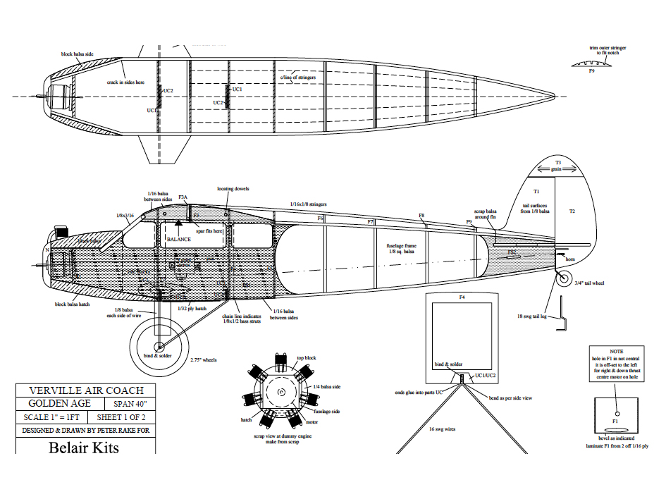 Verville Air Coach 40" electric scale kit-2