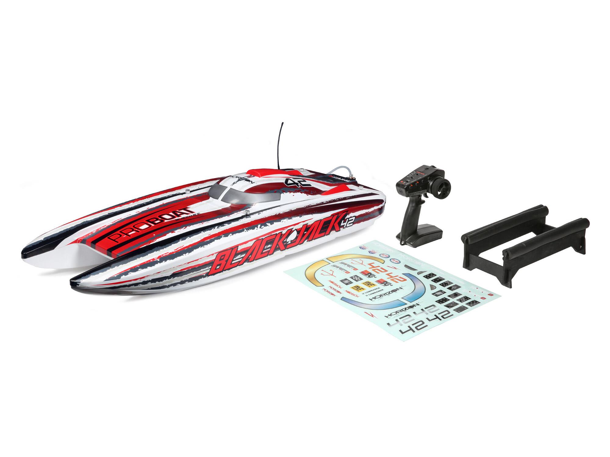Blackjack 42" 8S Brushless Catamaran RTR: White/Red-10