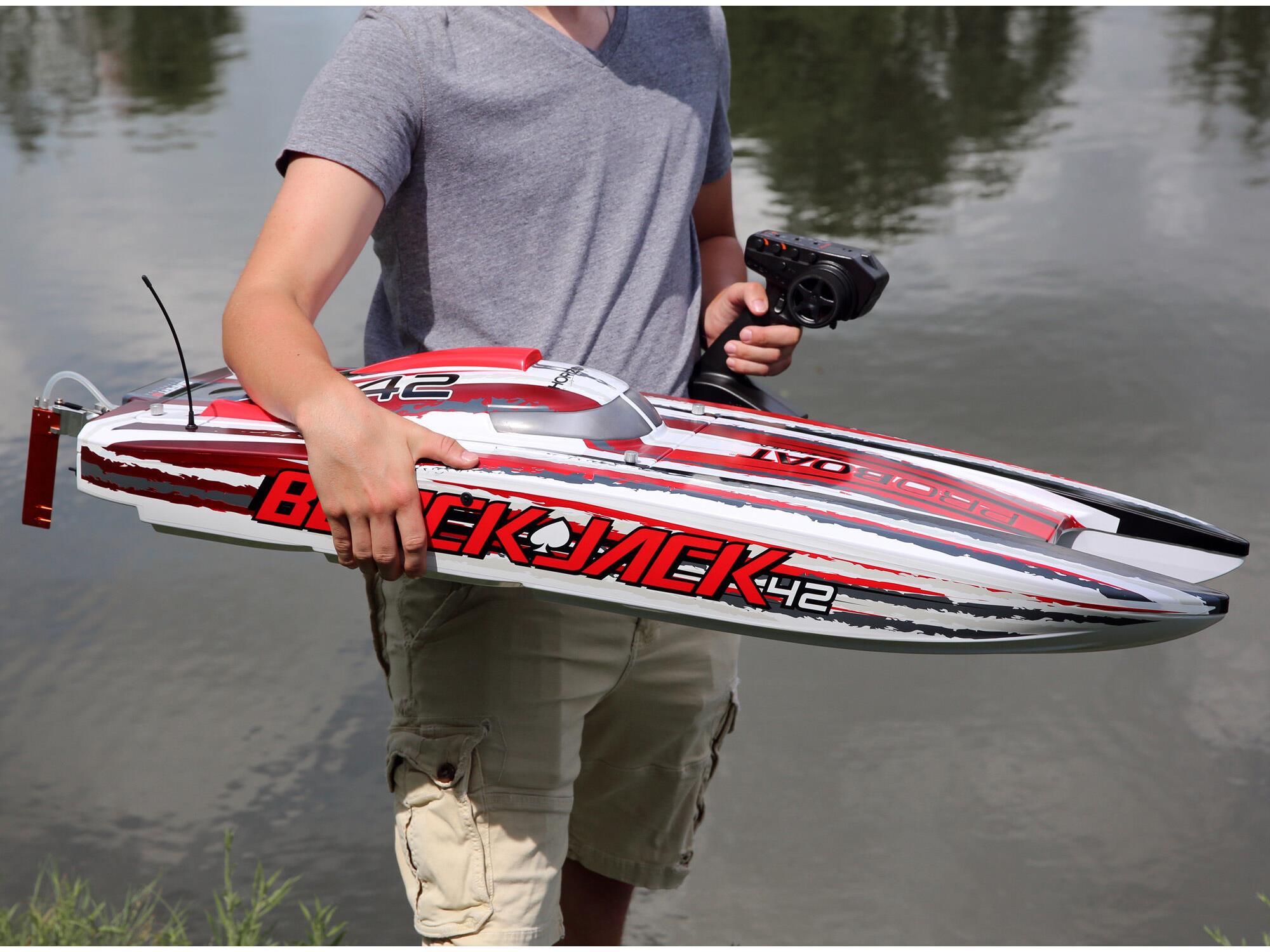 Blackjack 42" 8S Brushless Catamaran RTR: White/Red-16
