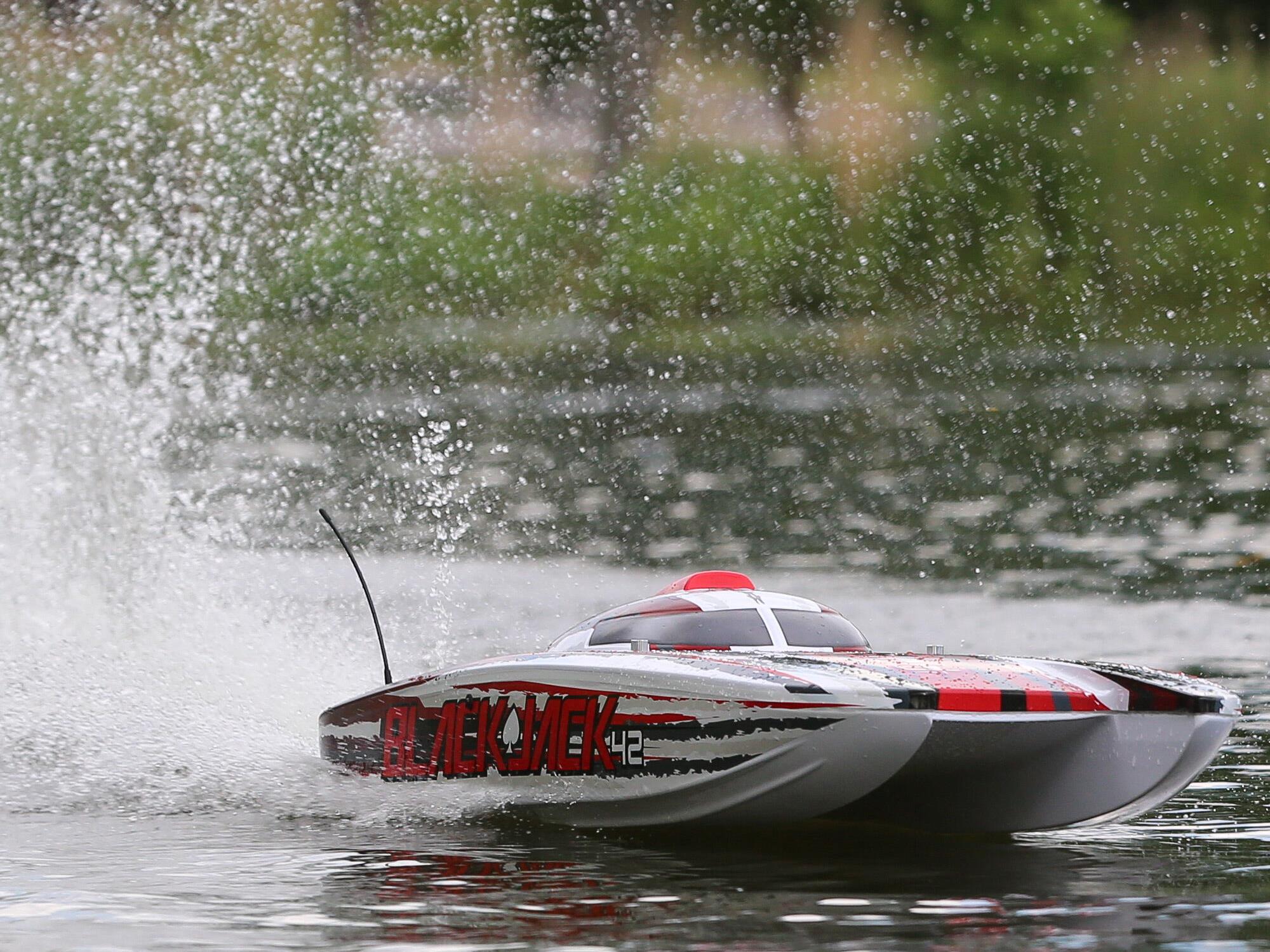 Blackjack 42" 8S Brushless Catamaran RTR: White/Red-17