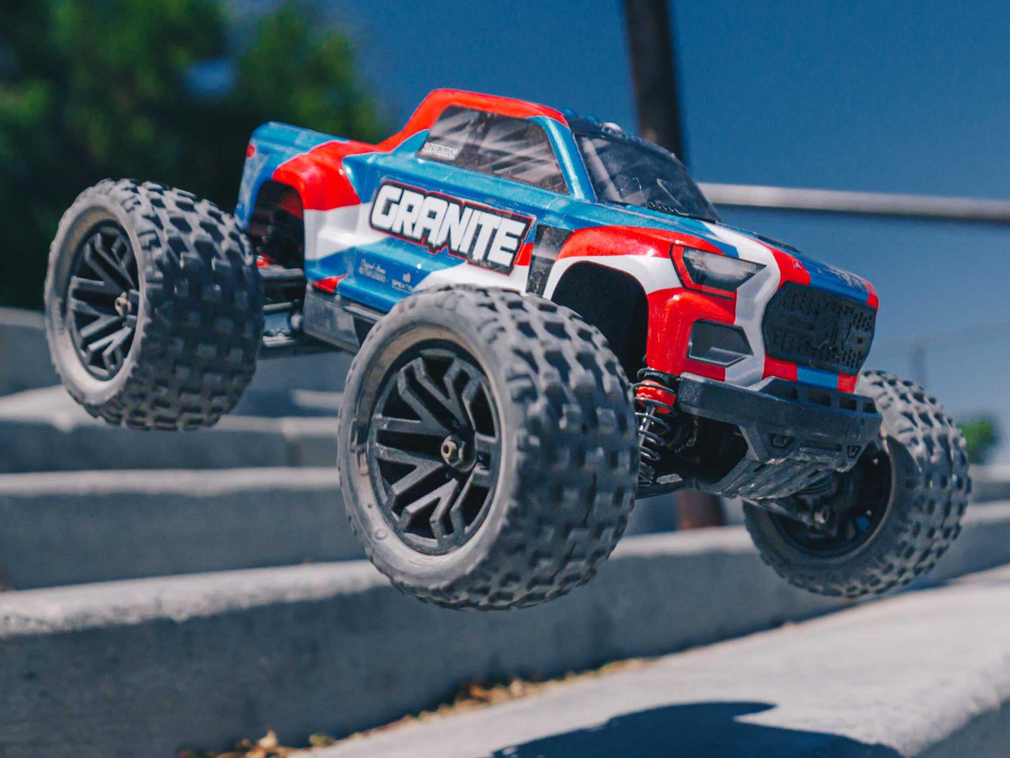 Arrma 1/18 Granite Grom Mega 380 Brushed 4X4 Monster Truck RTR (Blue/Red)-12