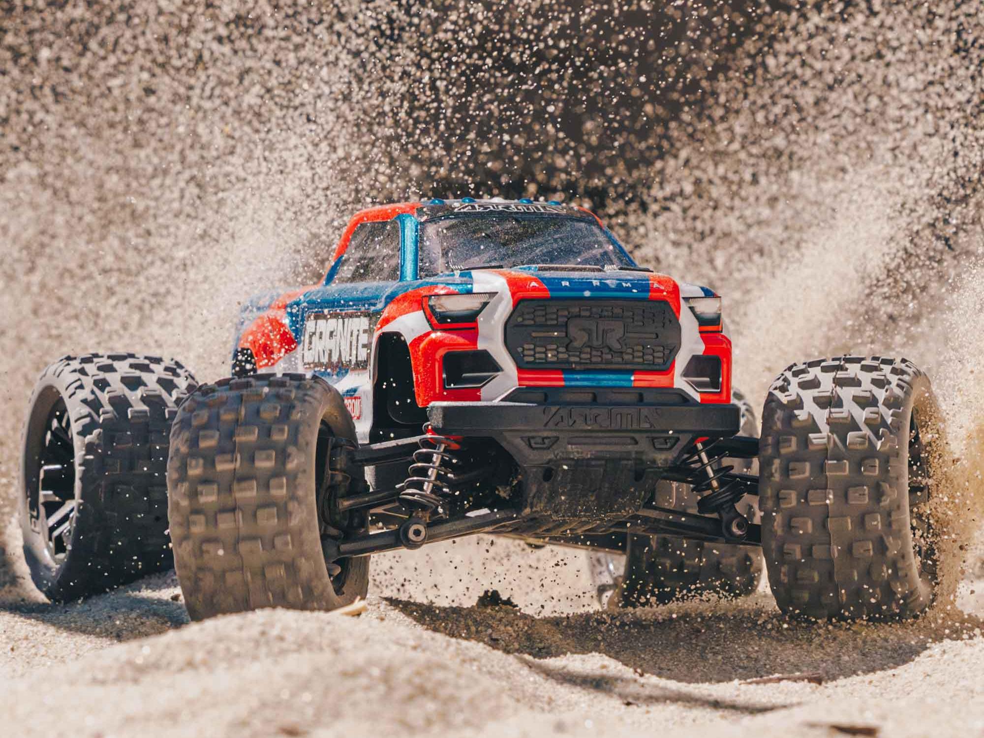 Arrma 1/18 Granite Grom Mega 380 Brushed 4X4 Monster Truck RTR (Blue/Red)-18