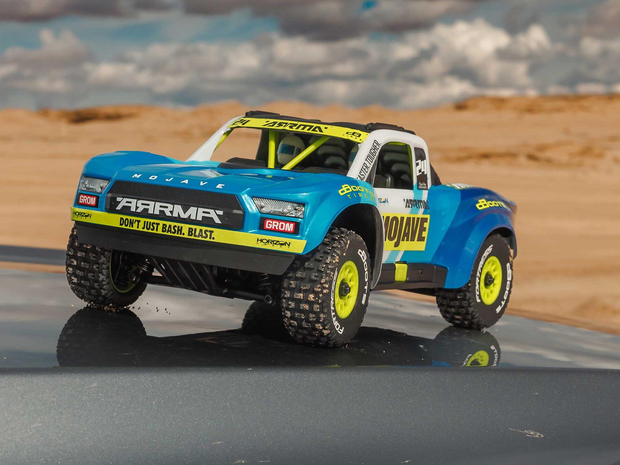 Arrma MOJAVE GROM MEGA 380 Brushed 4X4 Small Scale Desert Truck RTR - Blue-22