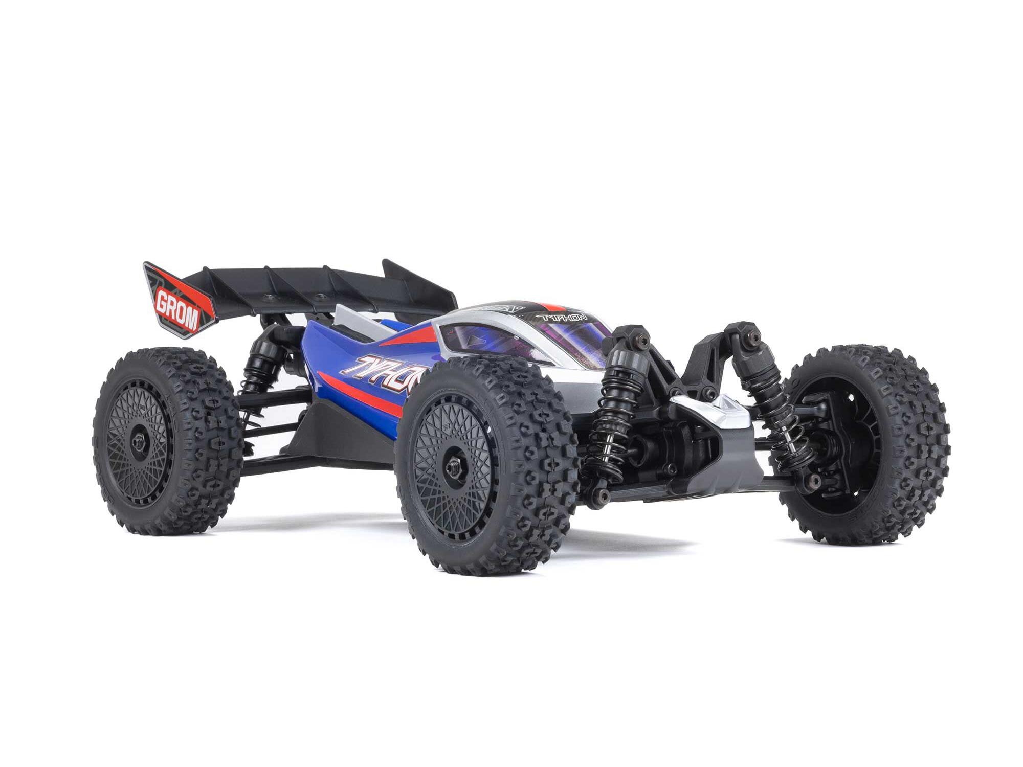 Arrma 1/18 TYPHON GROM MEGA 380 Brushed 4x4 Buggy RTR - Blue/Silver-10