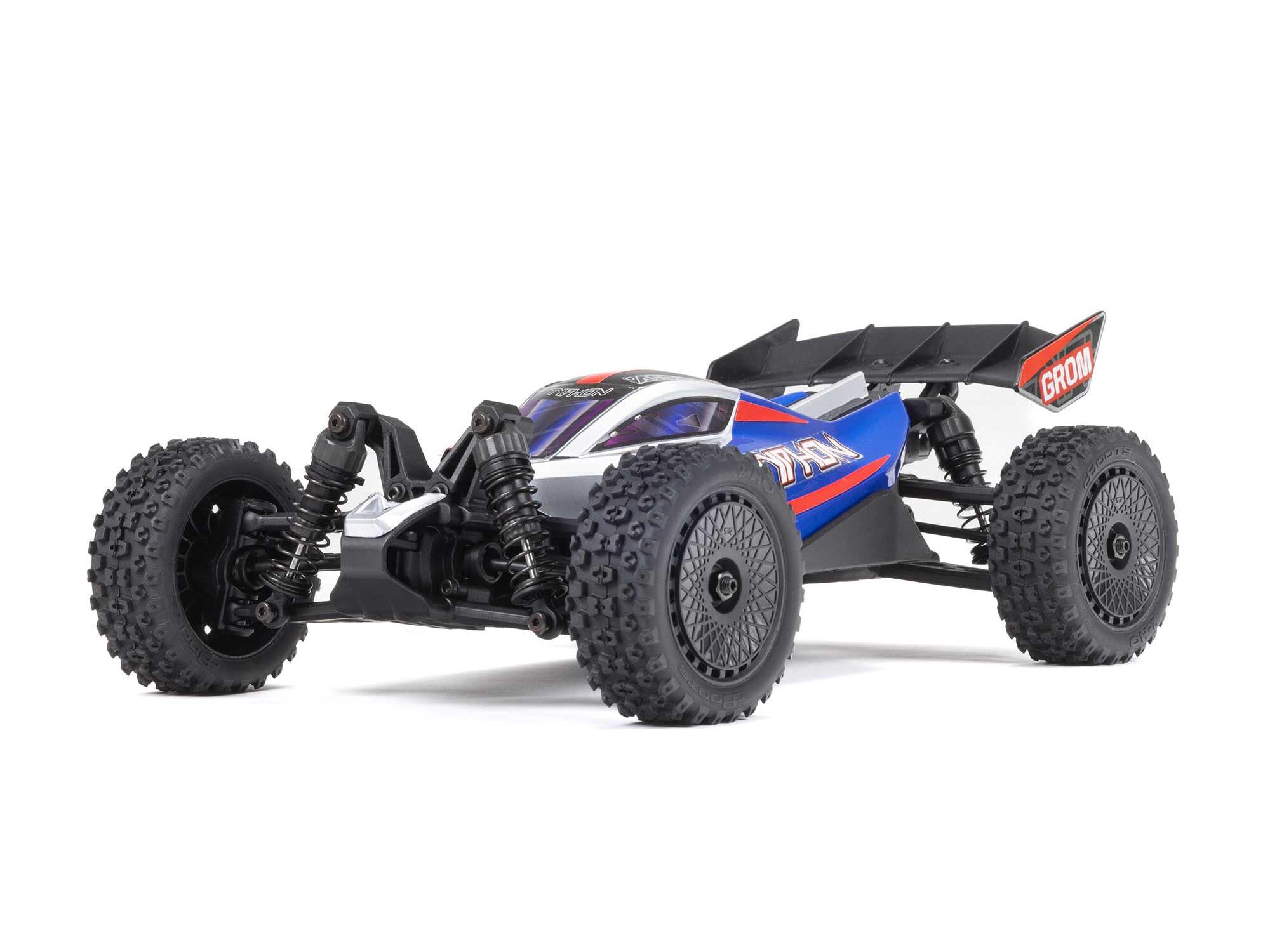 Arrma 1/18 TYPHON GROM MEGA 380 Brushed 4x4 Buggy RTR - Blue/Silver-11