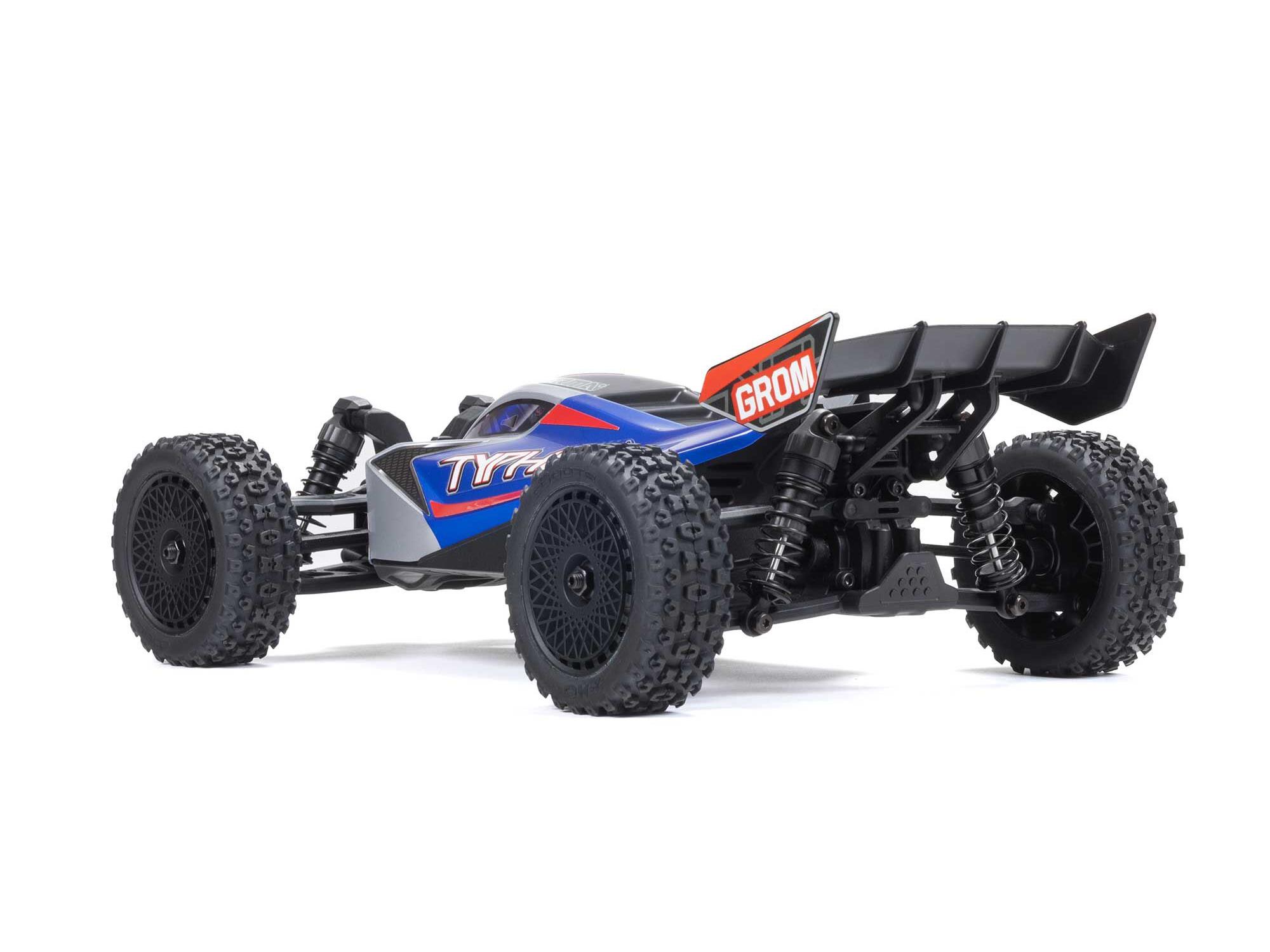 Arrma 1/18 TYPHON GROM MEGA 380 Brushed 4x4 Buggy RTR - Blue/Silver-12