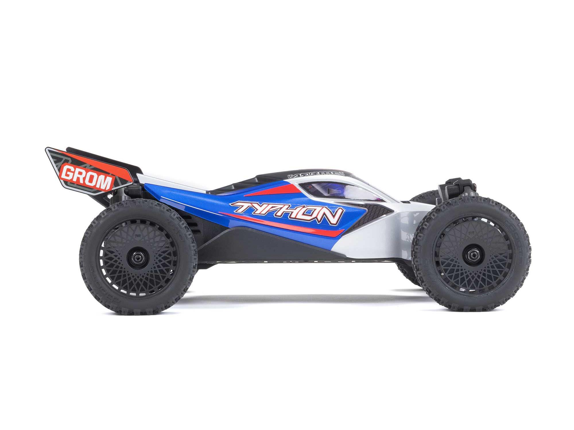 Arrma 1/18 TYPHON GROM MEGA 380 Brushed 4x4 Buggy RTR - Blue/Silver-15