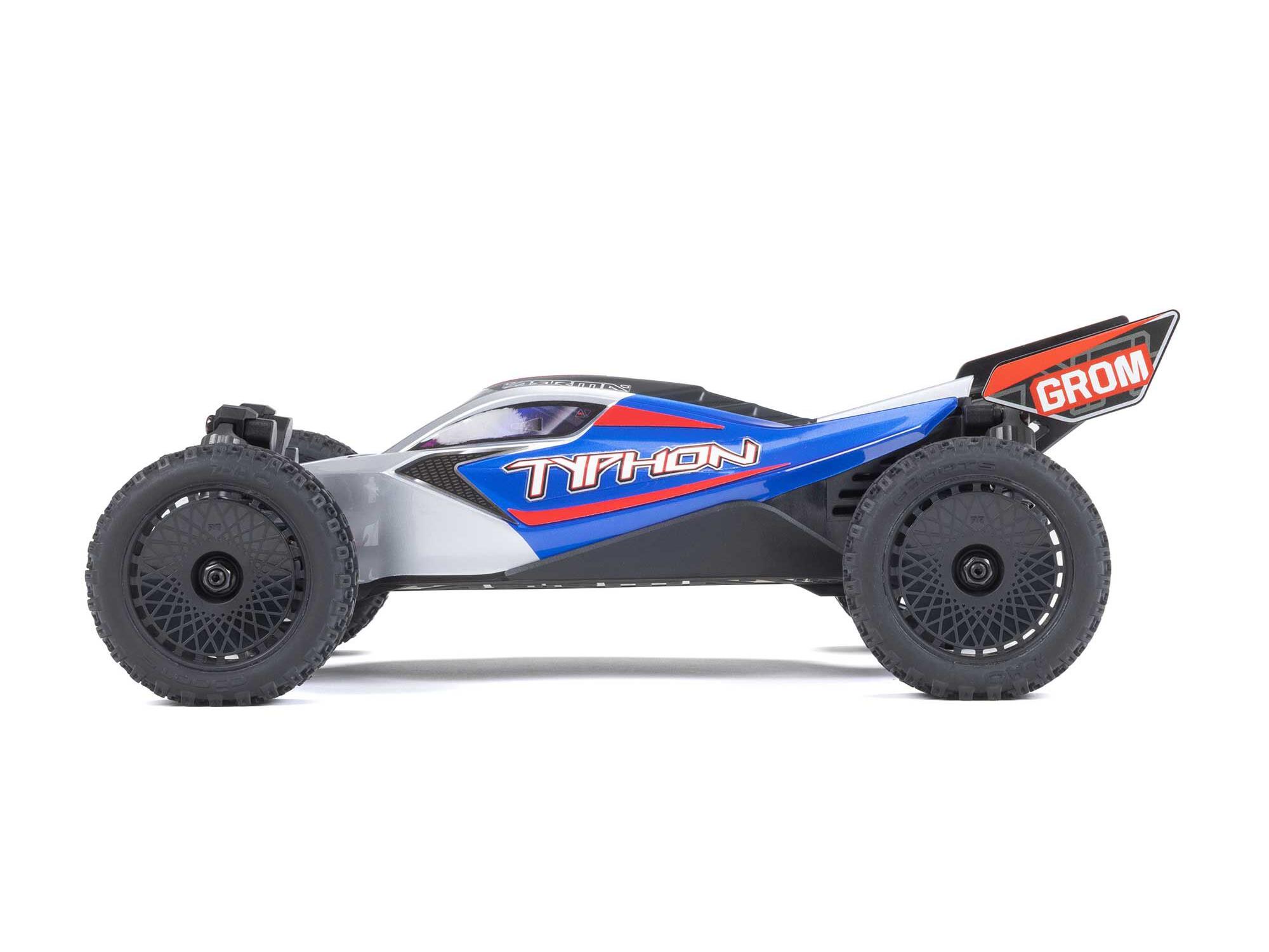 Arrma 1/18 TYPHON GROM MEGA 380 Brushed 4x4 Buggy RTR - Blue/Silver-17