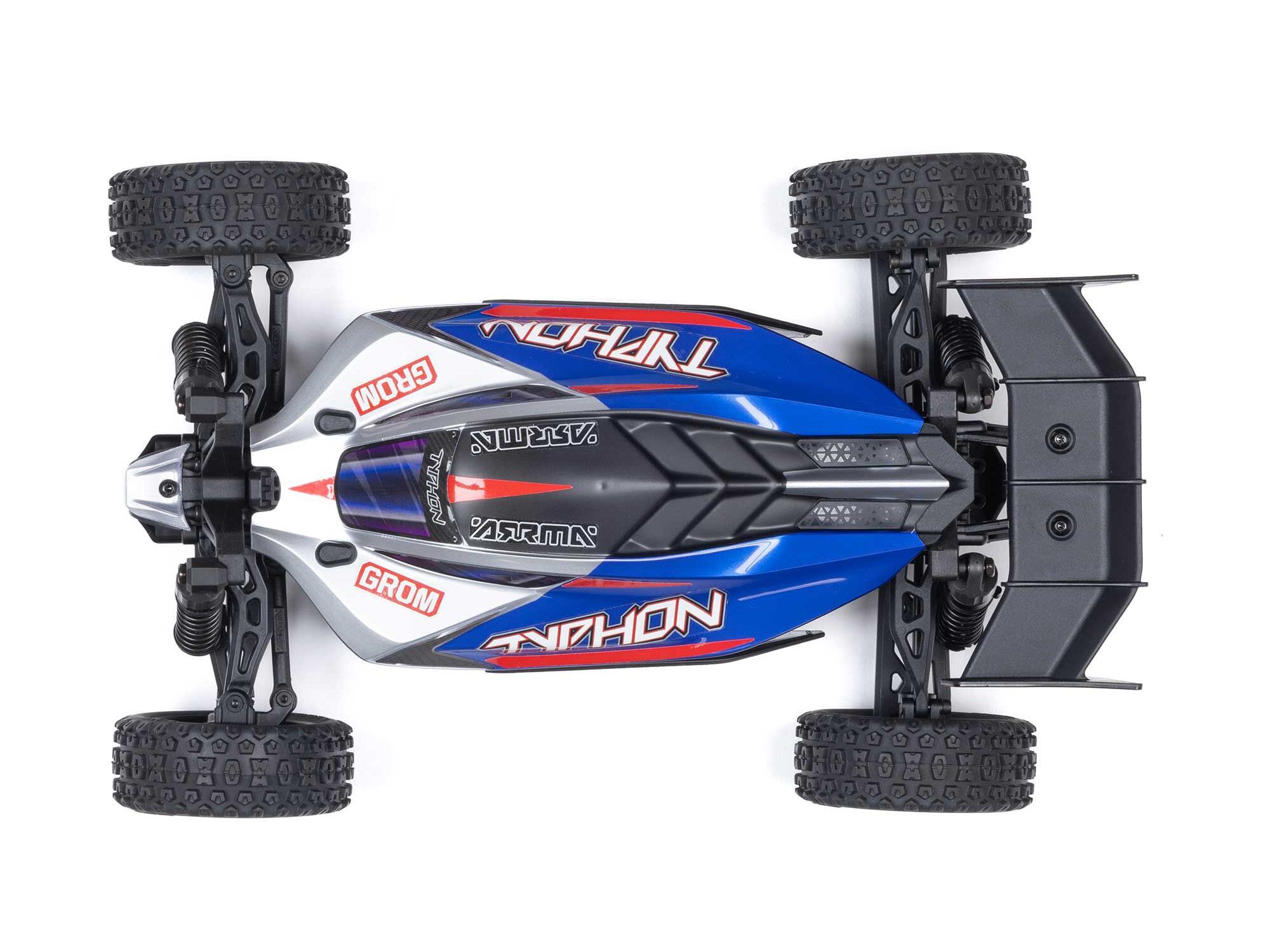 Arrma 1/18 TYPHON GROM MEGA 380 Brushed 4x4 Buggy RTR - Blue/Silver-18