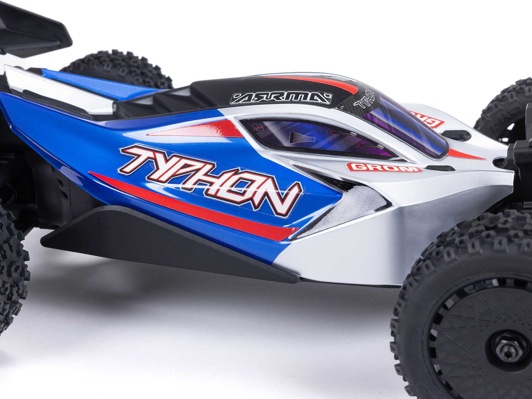 Arrma 1/18 TYPHON GROM MEGA 380 Brushed 4x4 Buggy RTR - Blue/Silver-29