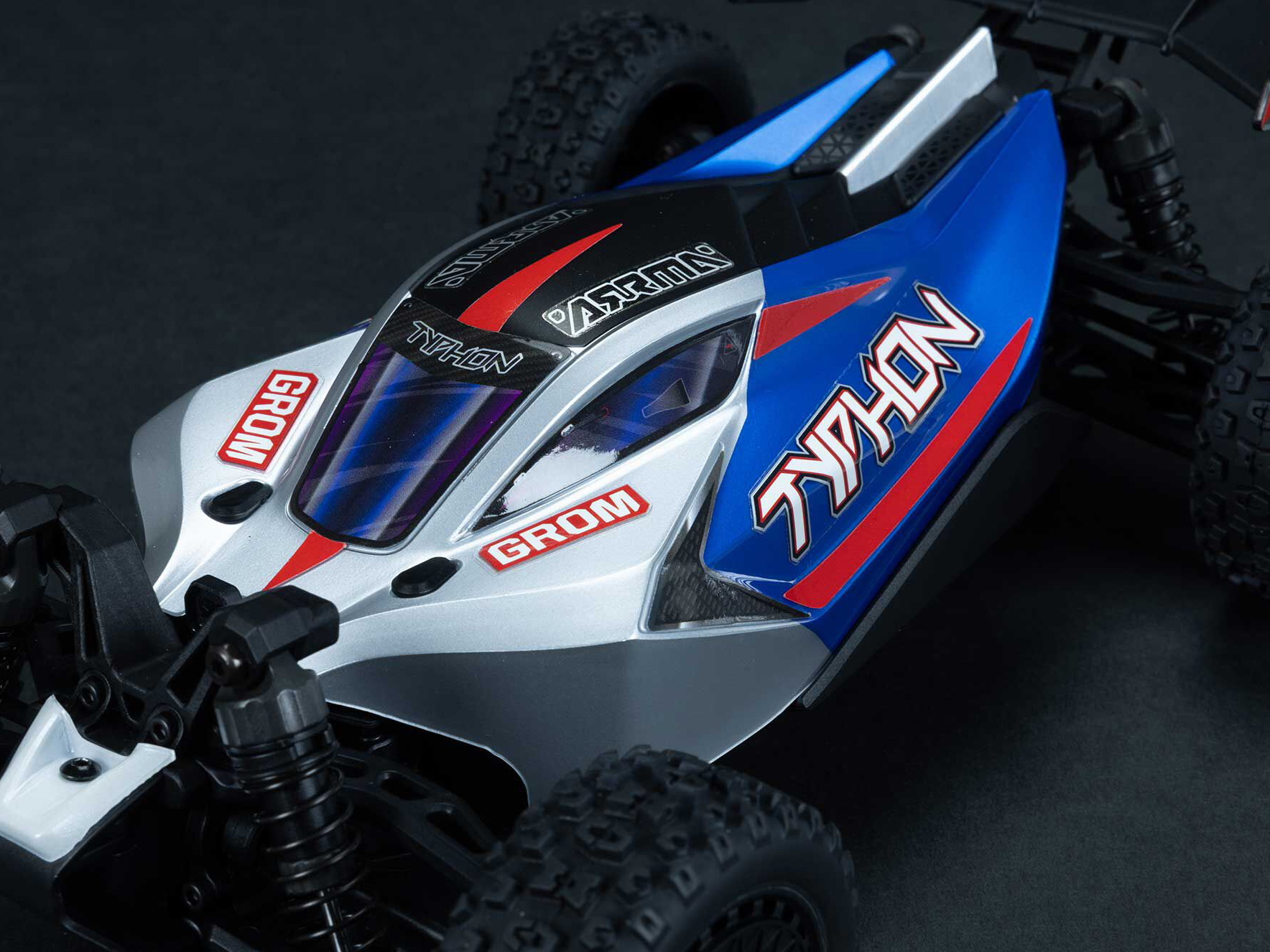 Arrma 1/18 TYPHON GROM MEGA 380 Brushed 4x4 Buggy RTR - Blue/Silver-31