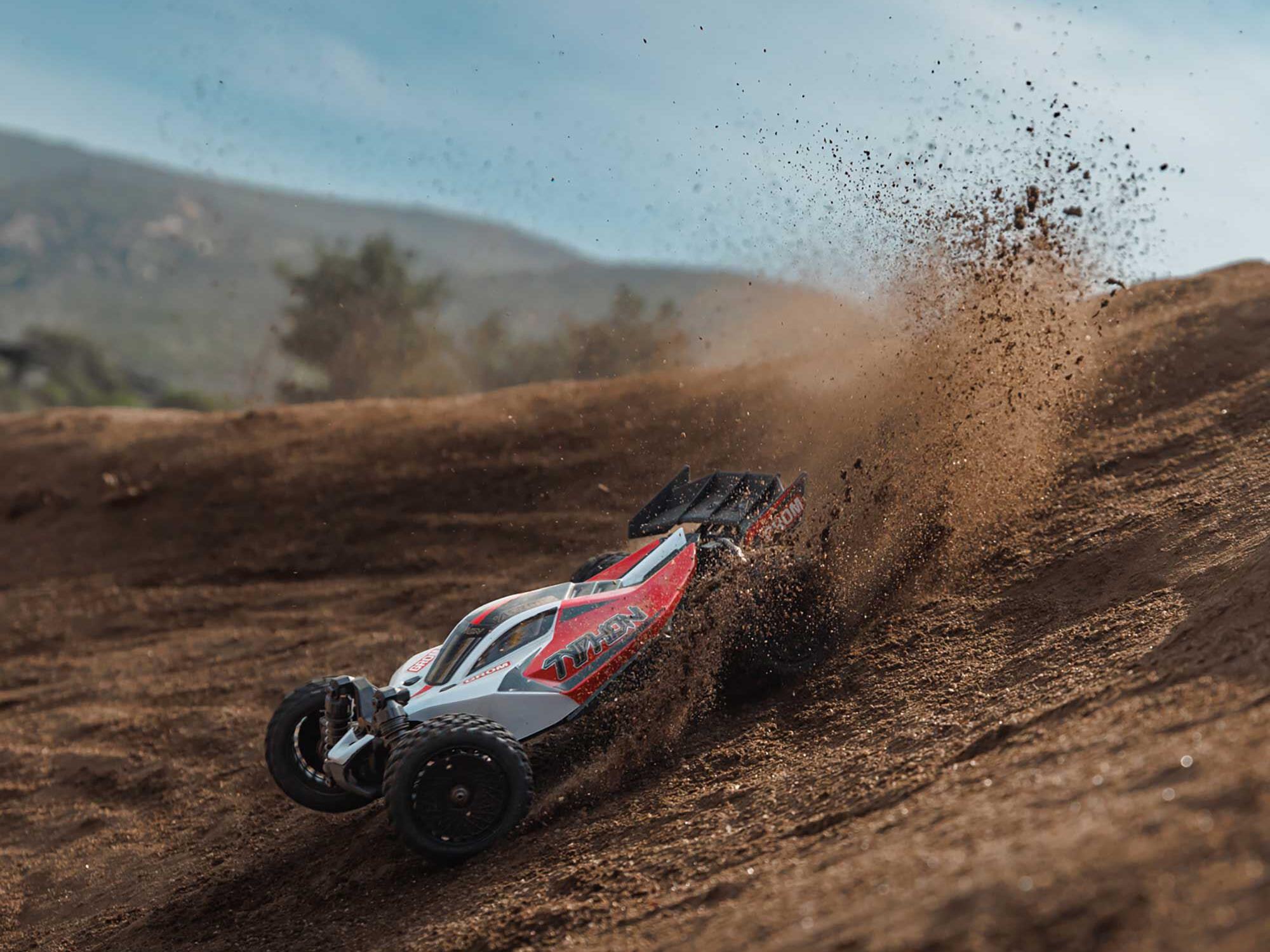 Arrma 1/18 TYPHON GROM MEGA 380 Brushed 4x4 Buggy RTR - Red/White-34