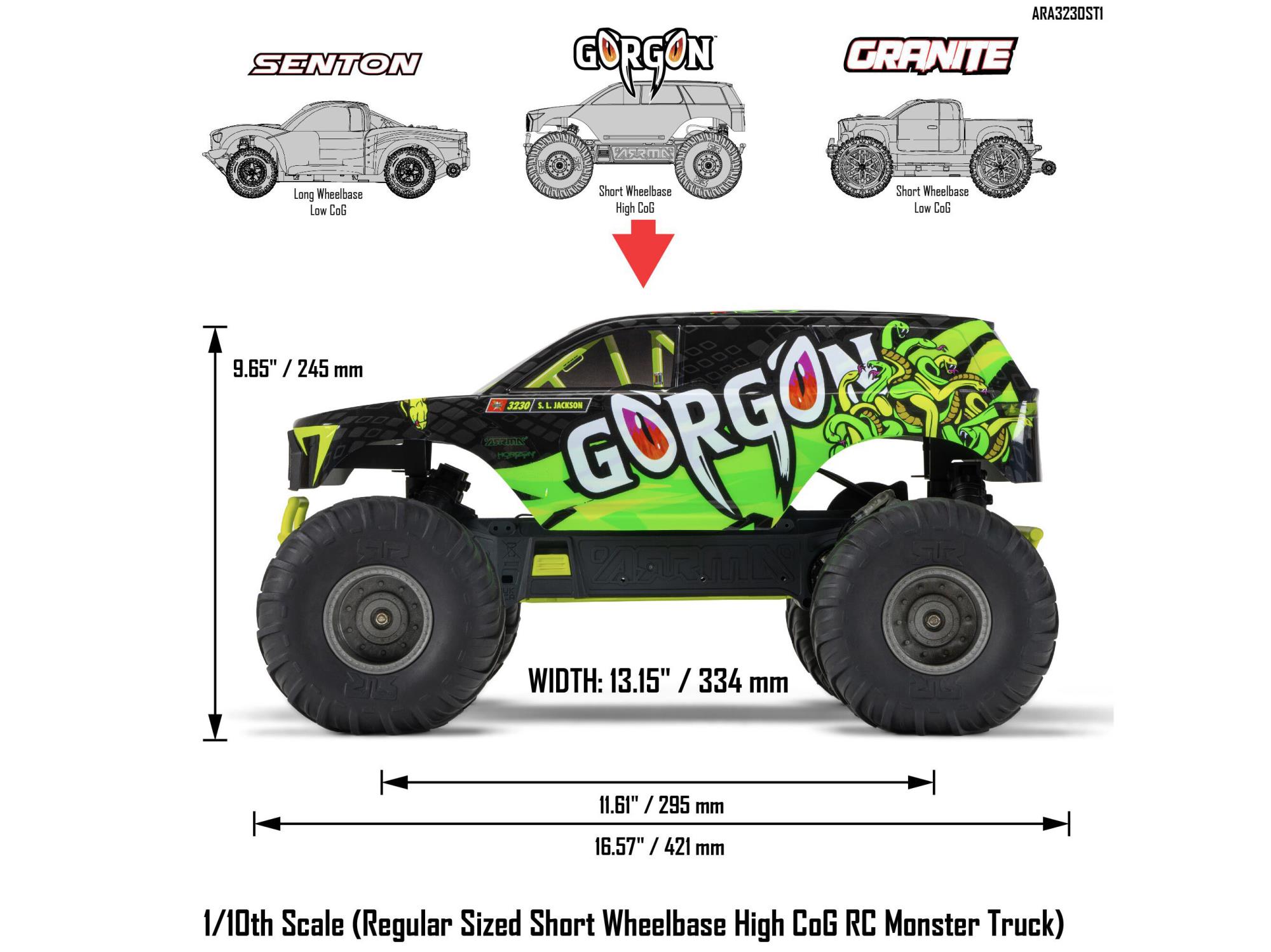 Arrma Gorgon MT RTR w/8.4v Batt/USB Charger Yellow-32