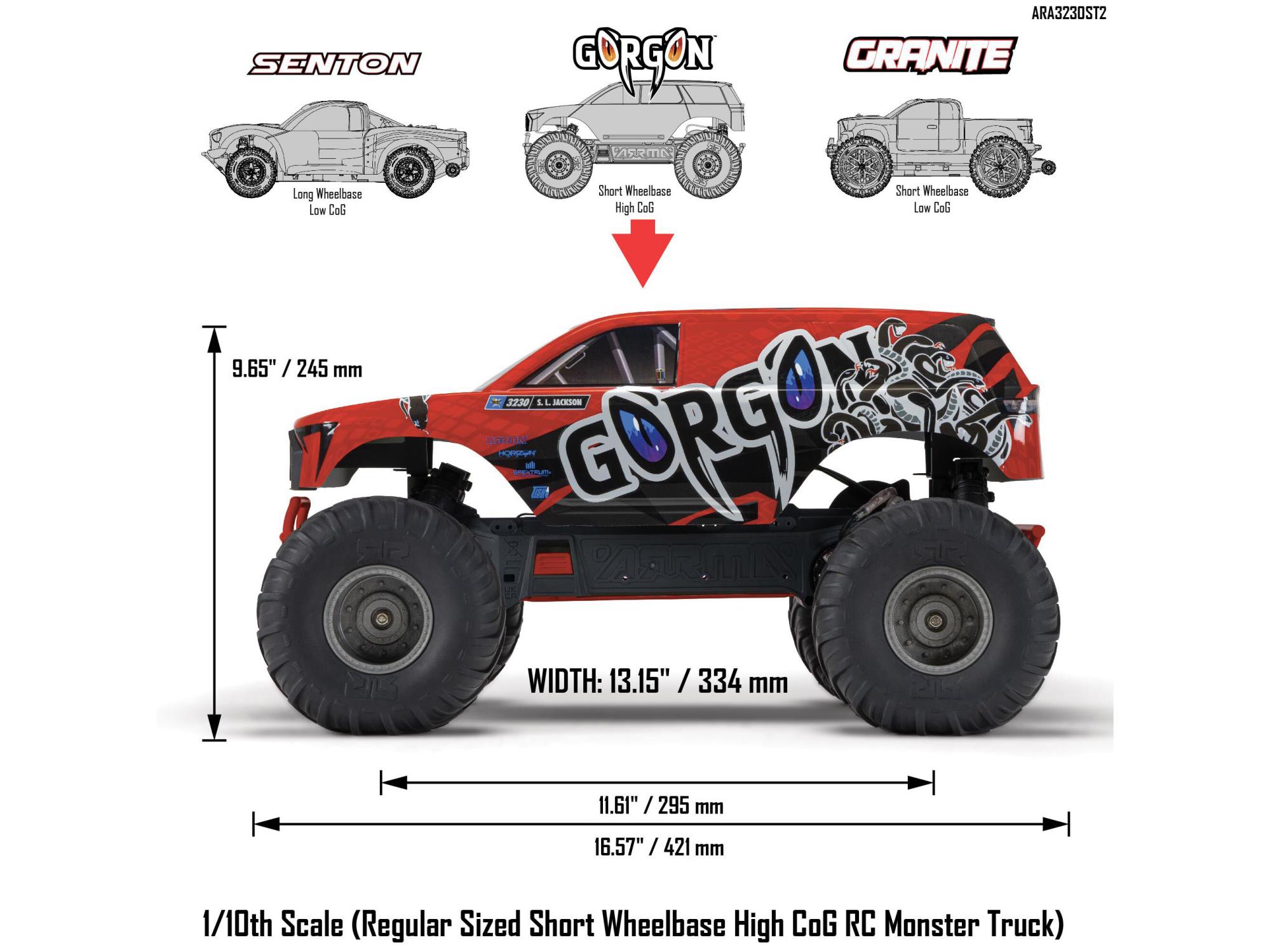 Arrma Gorgon MT RTR w/8.4v Batt/USB Charger Red-32