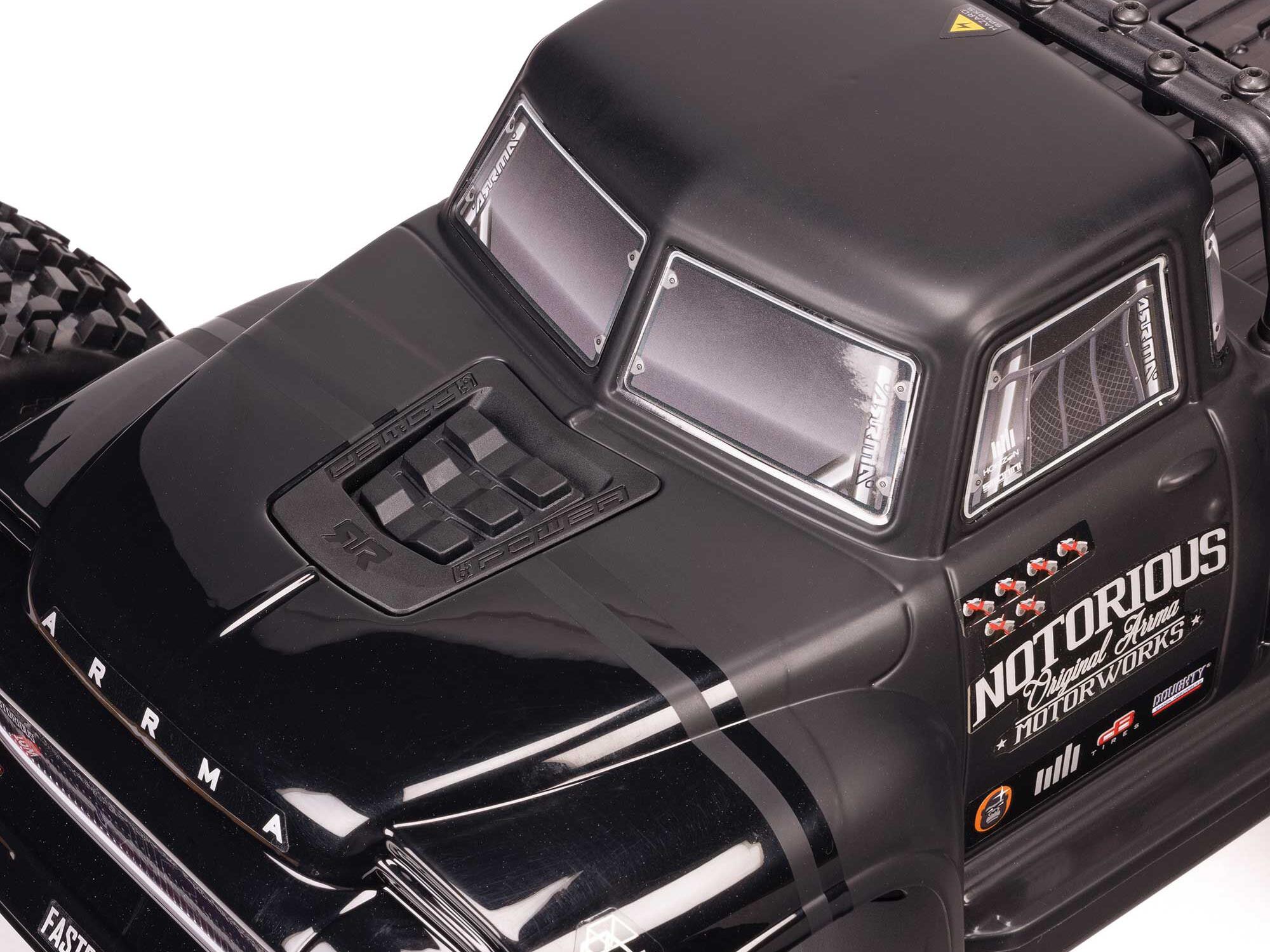 Arrma 1/8 Notorious 6S V6 4X4 BLX Stunt Truck RTR - Black-18