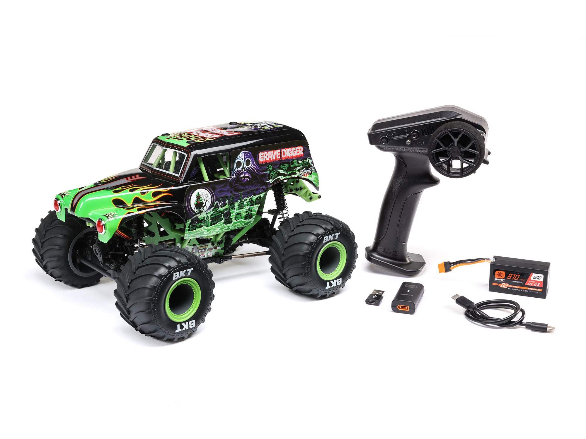 Losi 1/18 Mini LMT 4X4 Brushed Monster Truck RTR - Grave Digger-20