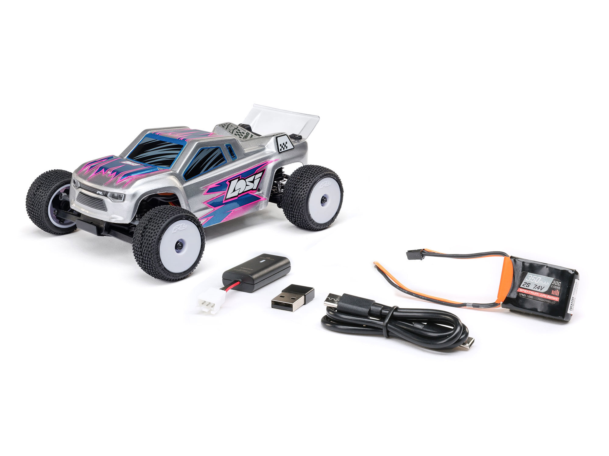 Losi 1/28 Micro-T 2WD Stadium Truck RTR Silver-3