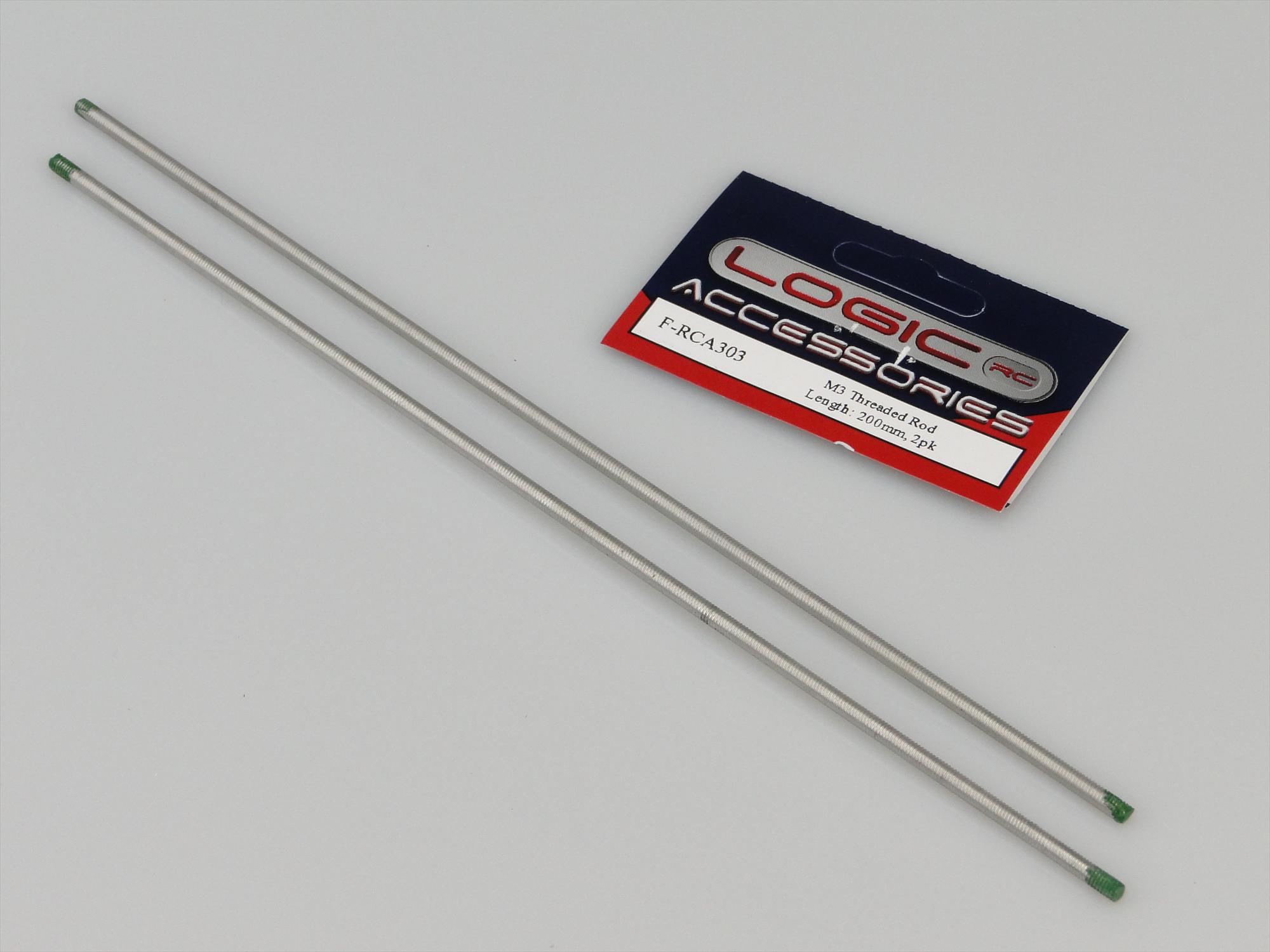 M3x200mm Threaded Rod A2 Stainless Steel 2pk-2