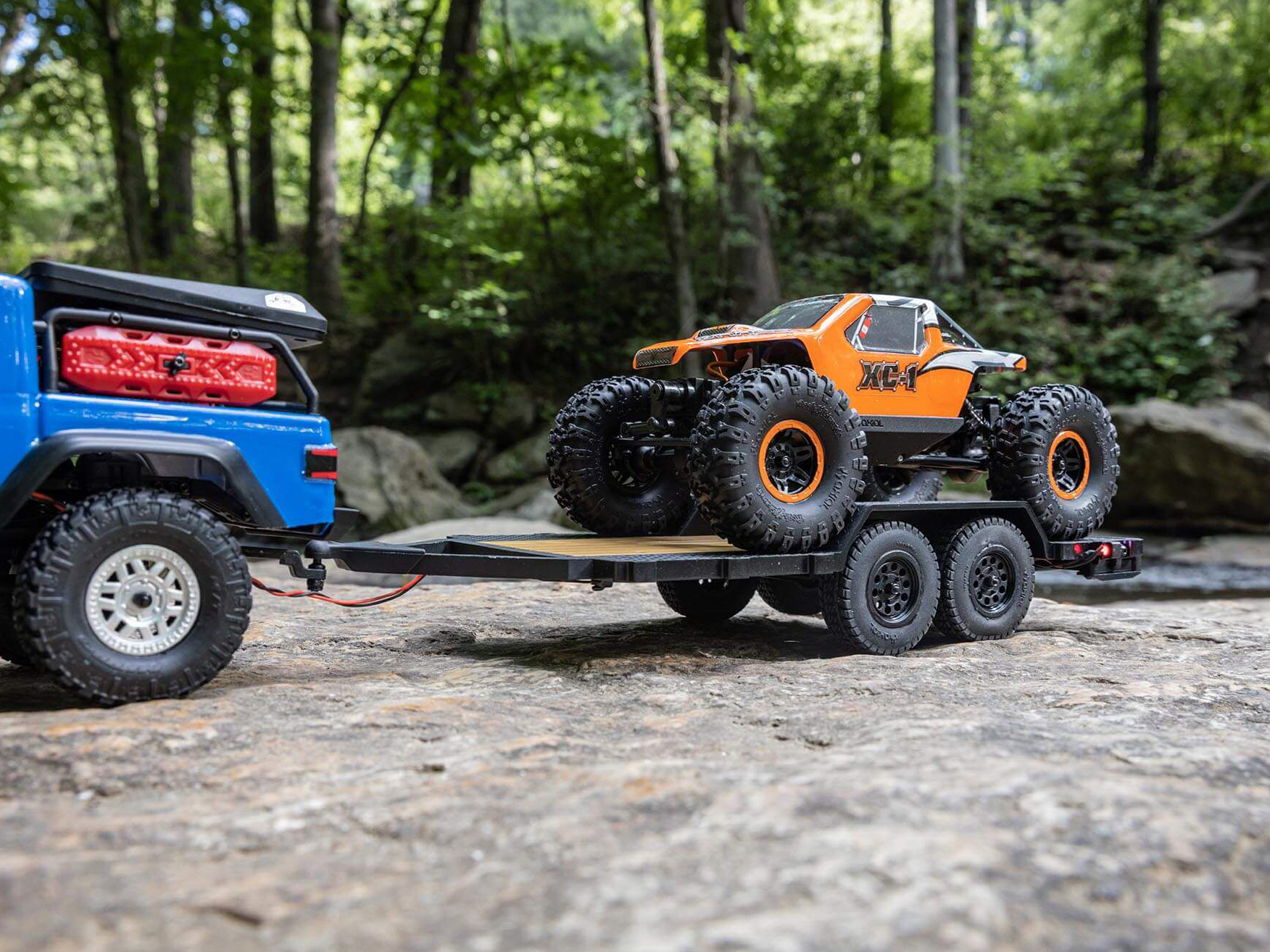 Axial SCX24 Flat Bed Vehicle Trailer with LED Taillights:1/24th-16