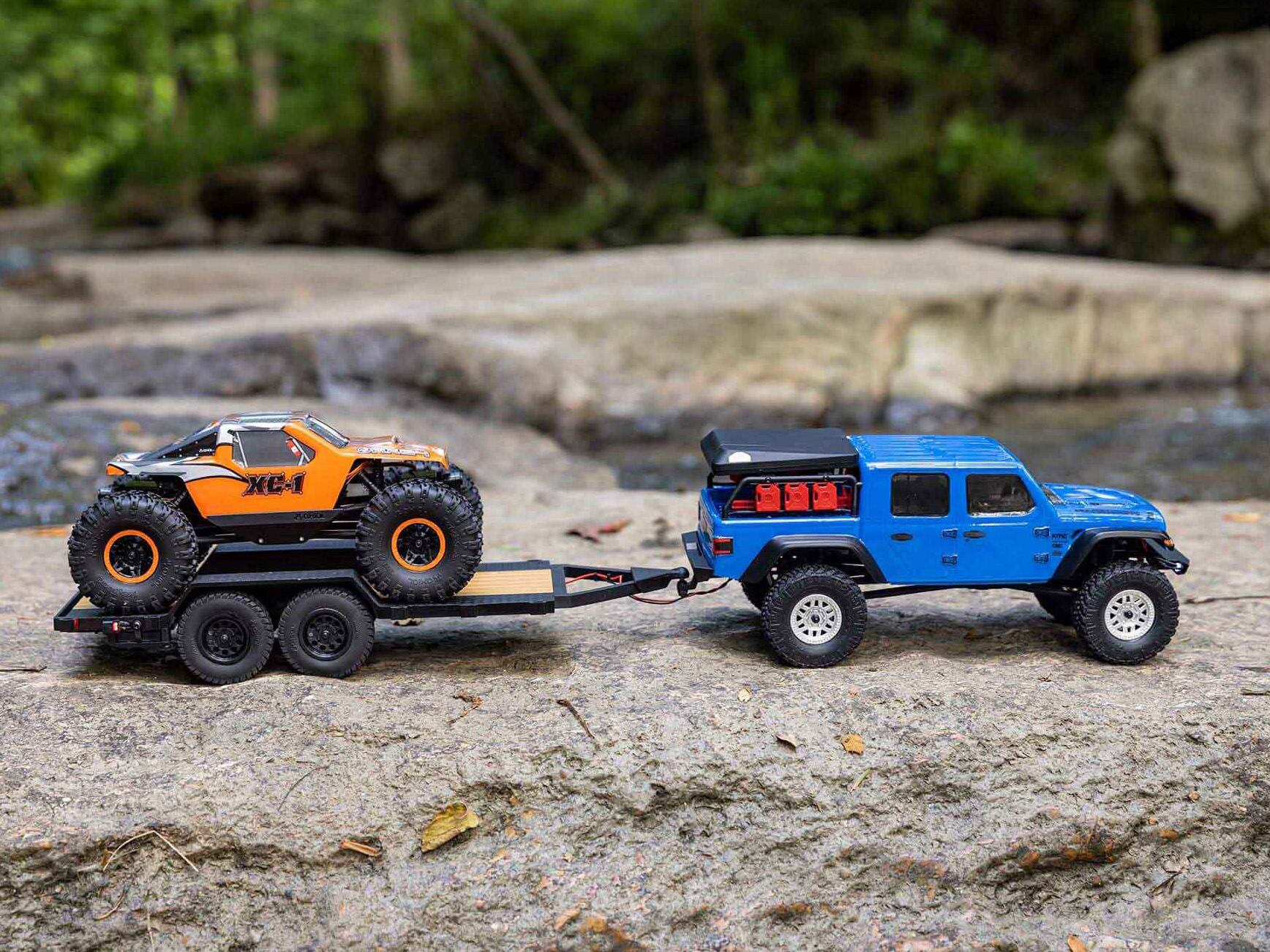 Axial SCX24 Flat Bed Vehicle Trailer with LED Taillights:1/24th-21