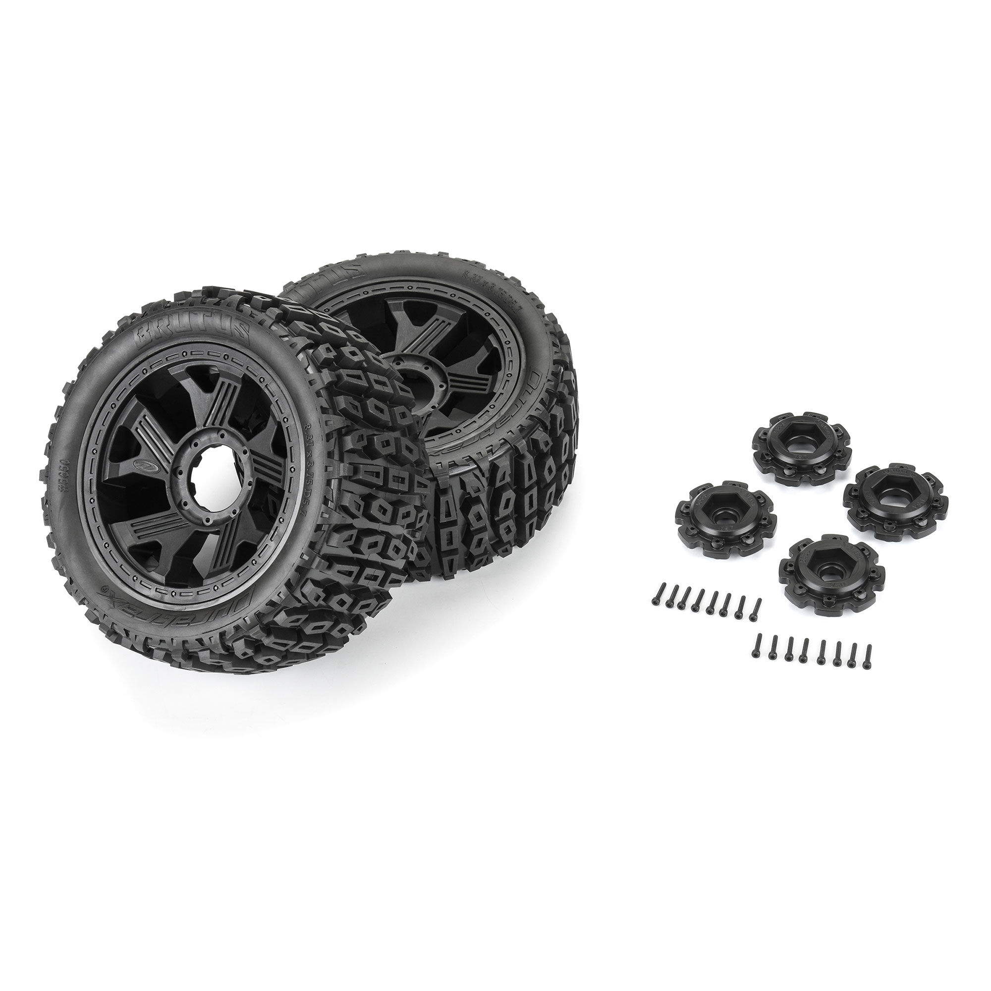 1/6 Brutus F/R 5.7" Monster Truck Tires MTD 24mm Black Rippe-3