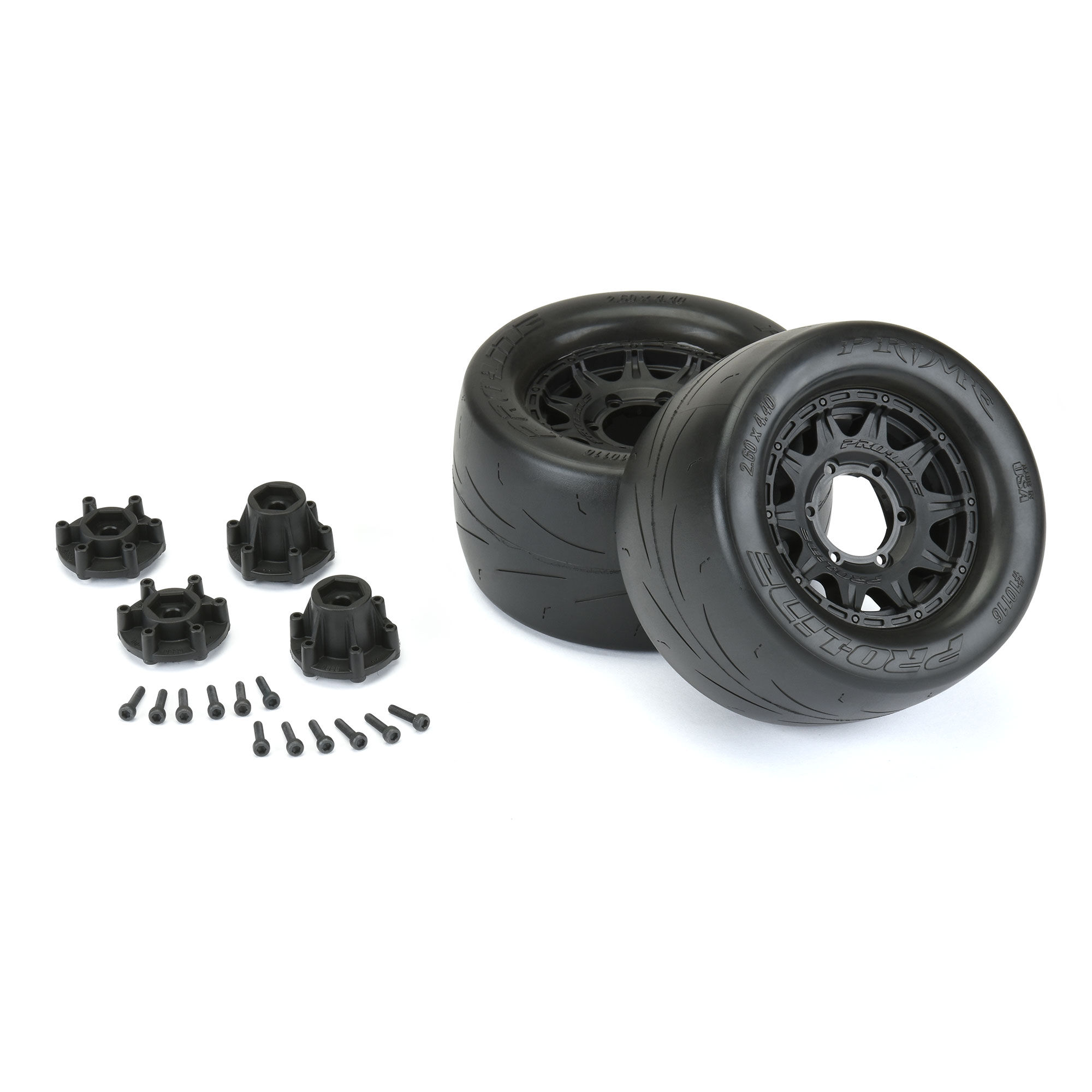 1/10 Prime Front/Rear 2.8" Street MT Tires Mounted 12mm Blk-3