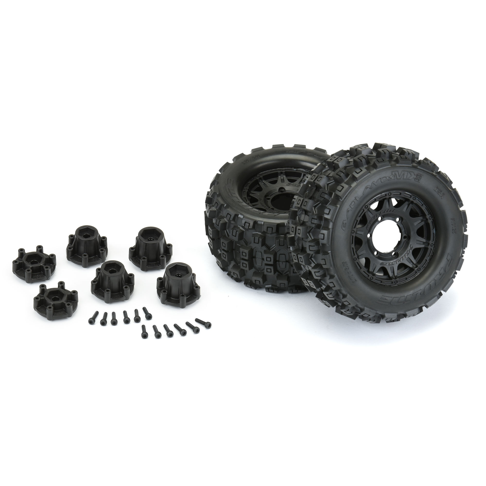 1/10 Badlands MX28 Fr/Rr 2.8" MT Tires Mounted 12mm Blk Raid-4