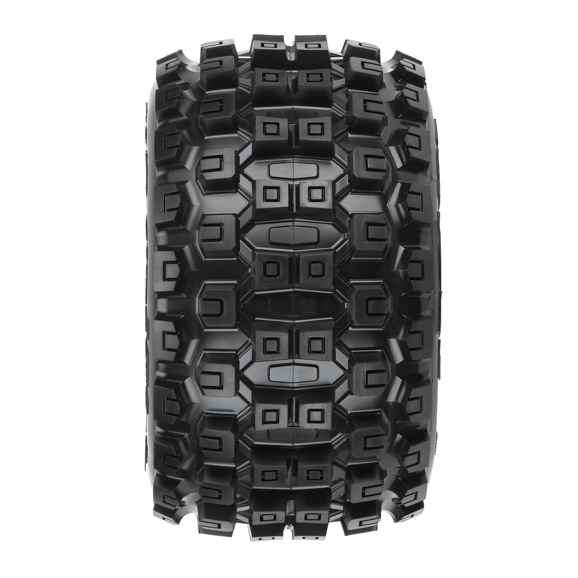1/8 Badlands MX38 F/R 3.8" MT Tires Mounted 17mm Blk Raid (2-2