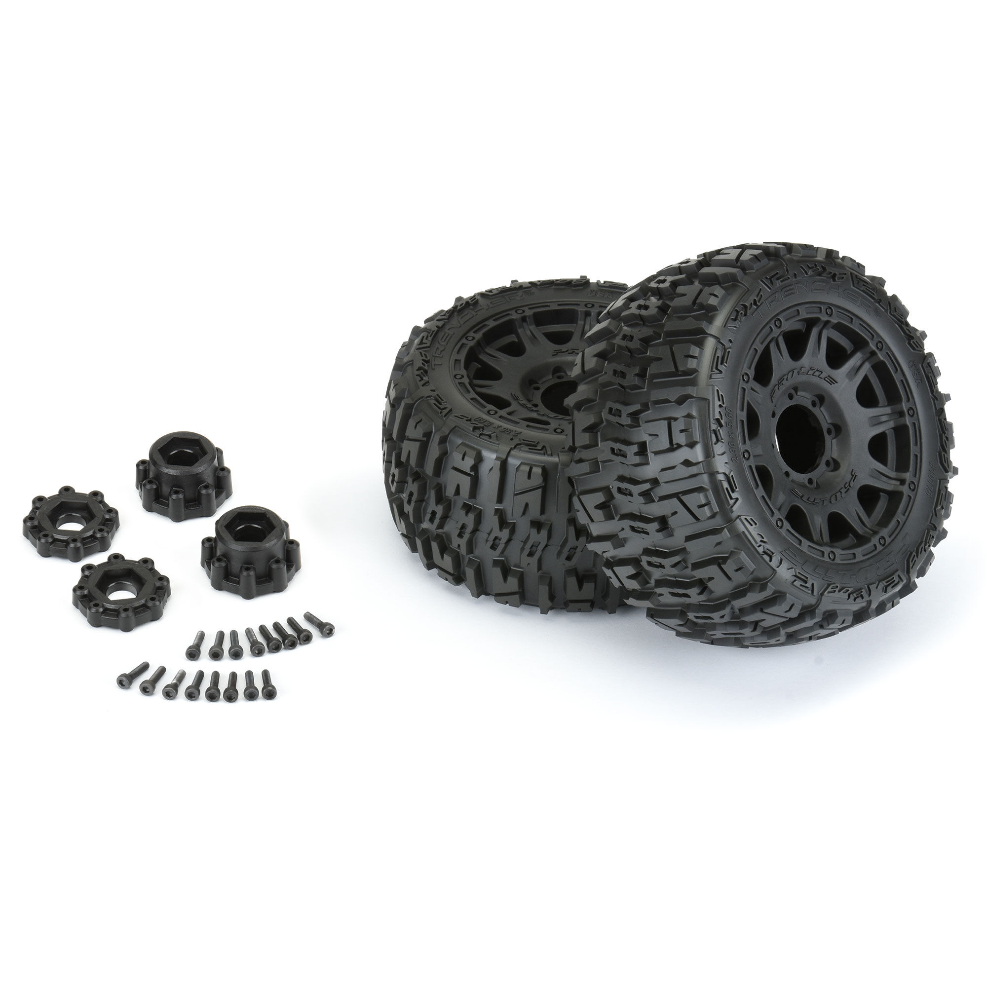 1/8 Trencher LP F/R 3.8" MT Tires Mounted 17mm Blk Raid (2)-5