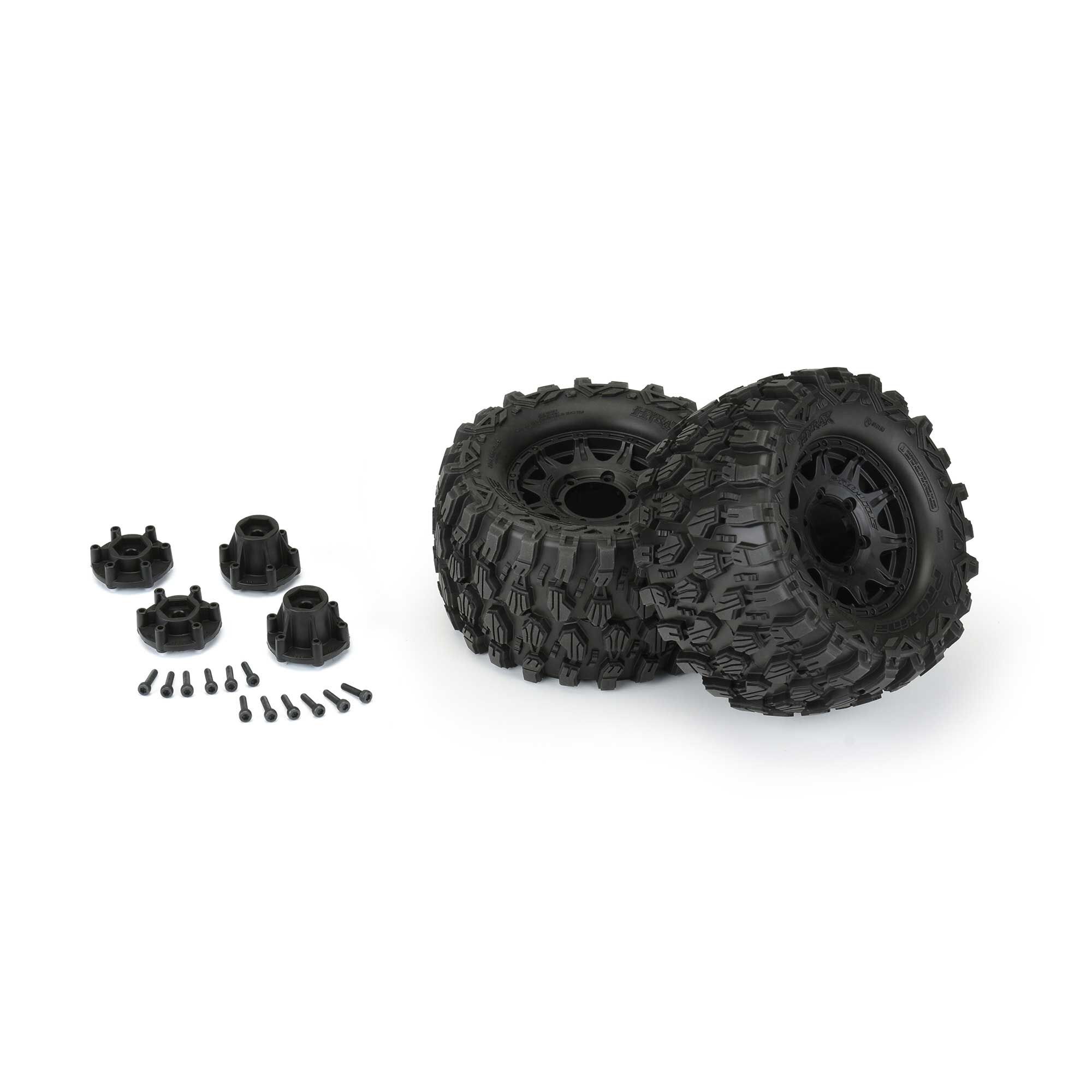 1/10 Hyrax Front/Rear 2.8" MT Tires Mounted 12mm Blk Raid (2-3