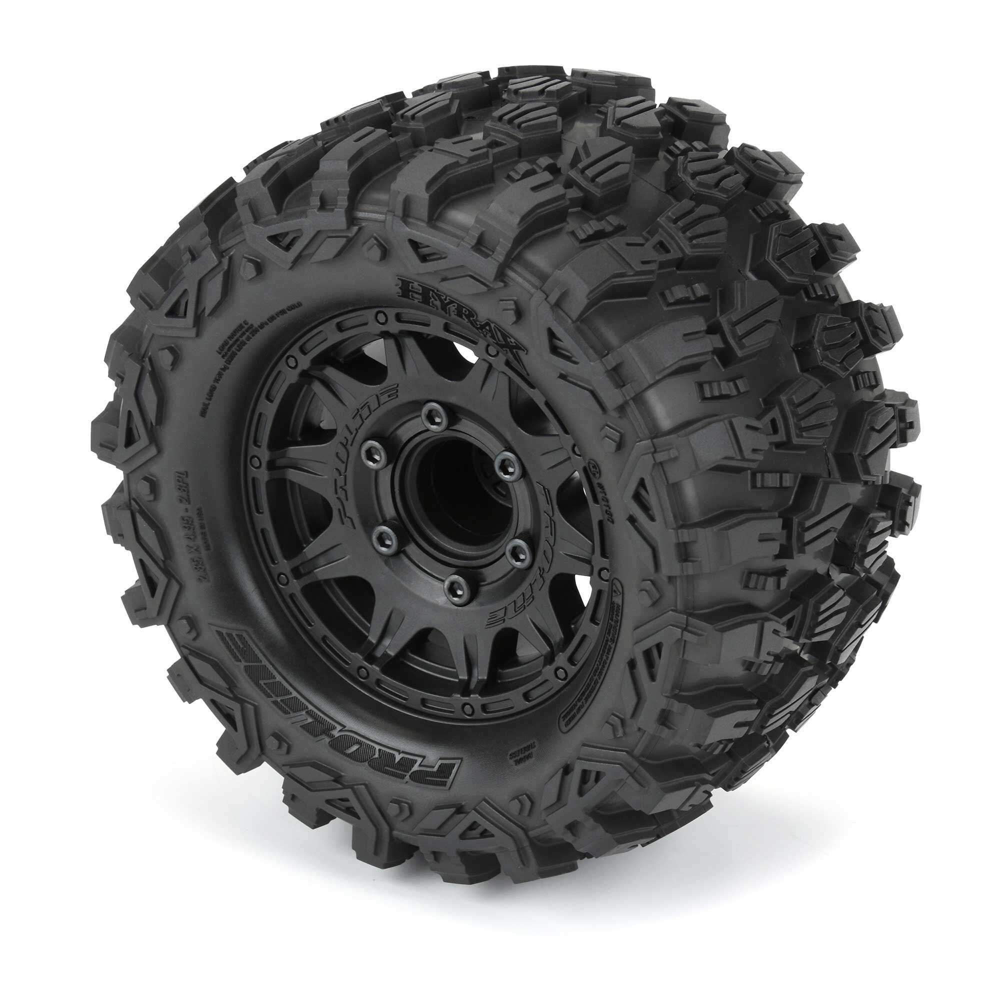 1/10 Hyrax Front/Rear 2.8" MT Tires Mounted 12mm Blk Raid (2-4