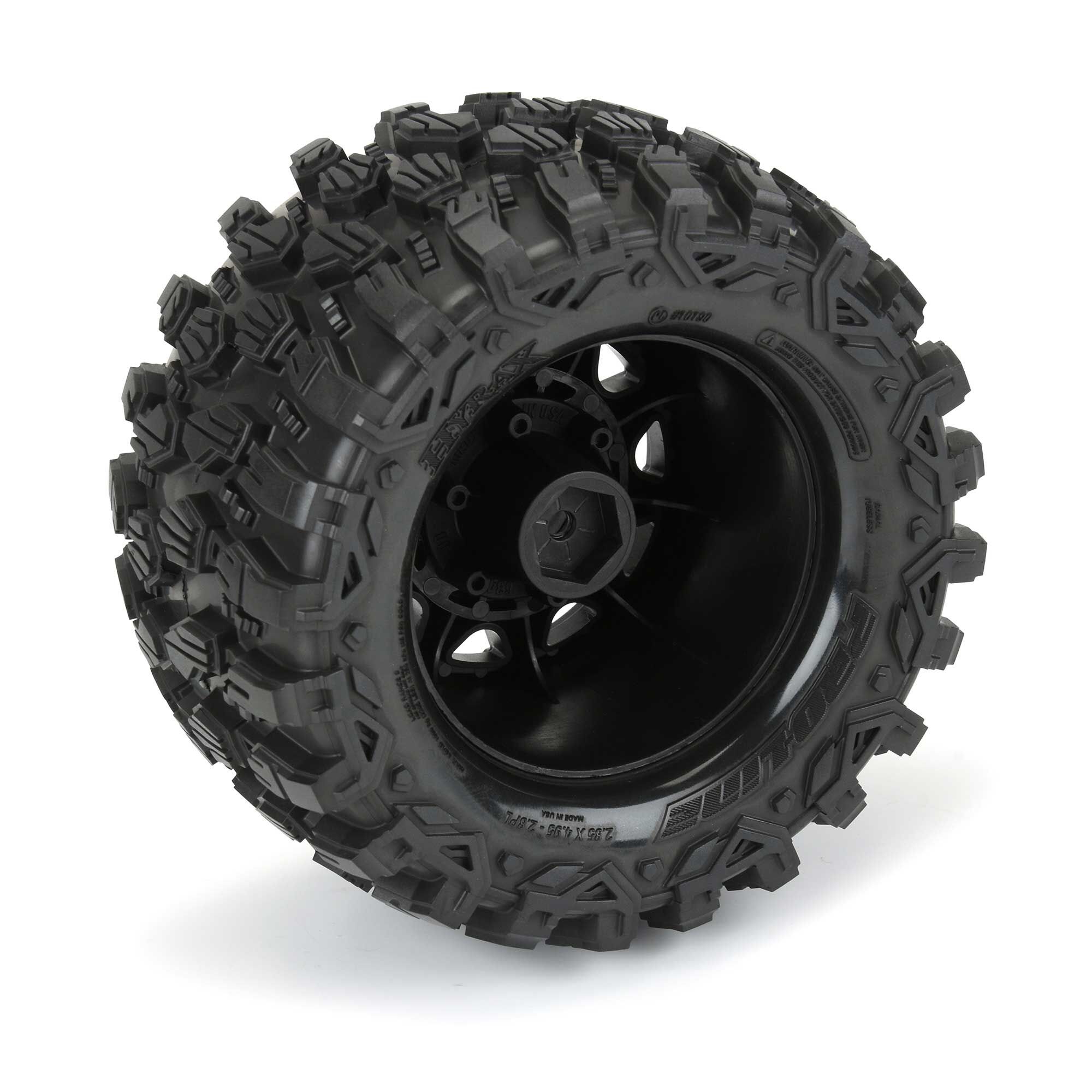 1/10 Hyrax Front/Rear 2.8" MT Tires Mounted 12mm Blk Raid (2-5